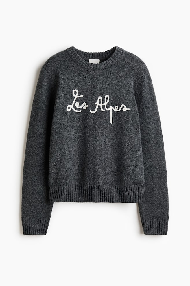 Pullover con motivo jacquard - Grigio scuro mélange/Les Alpes/Crema/Après Chic - 1