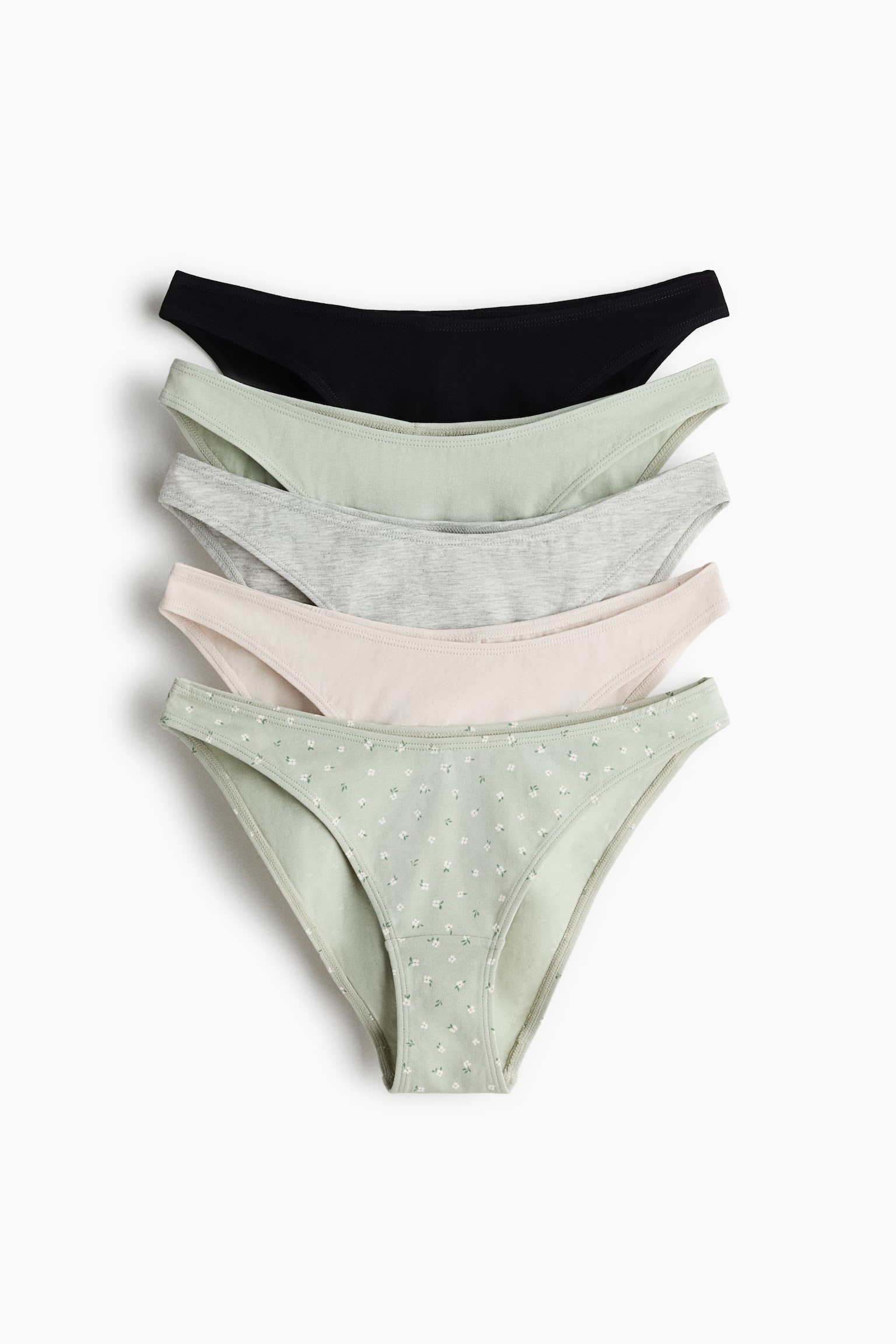 5-Pack Cotton Briefs - Light green/floral/White/dusty pink