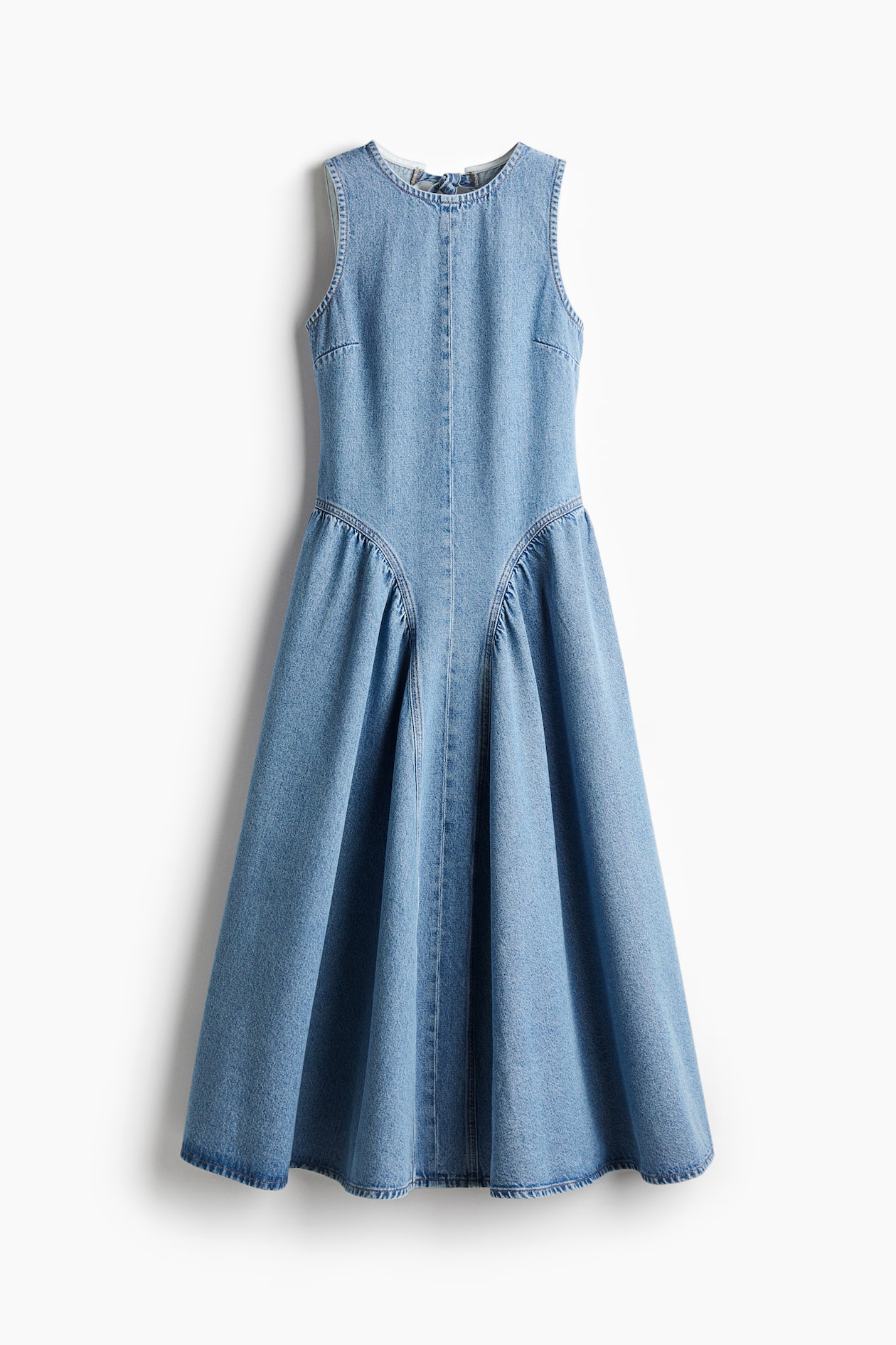 denim dress h&m Ladies - Light Blue Flared-Skirt Denim - Size: XS concealed zipper at back Denim & Jean Dresses |