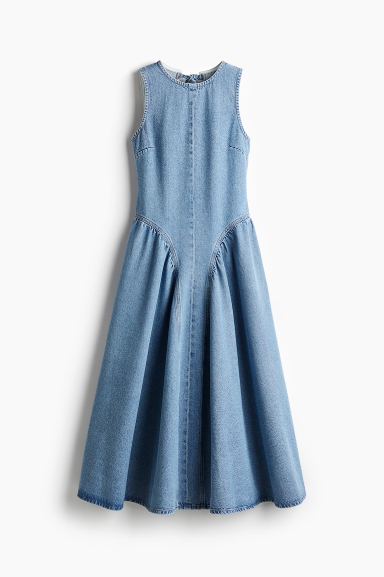 Open-back denim dress Light denim blue Ladies H&M GB