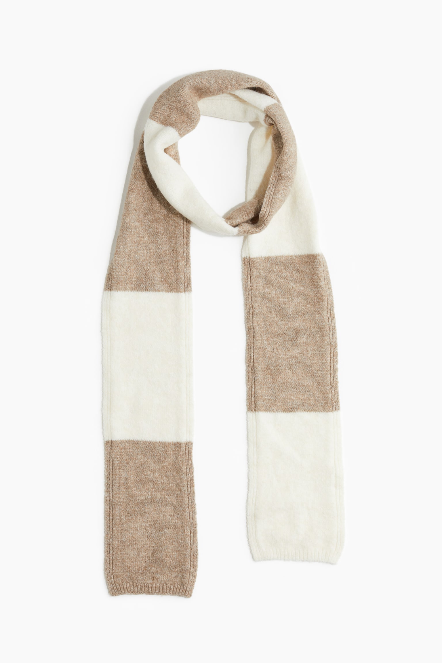 Fine-knit scarf - Cream/Striped - 1