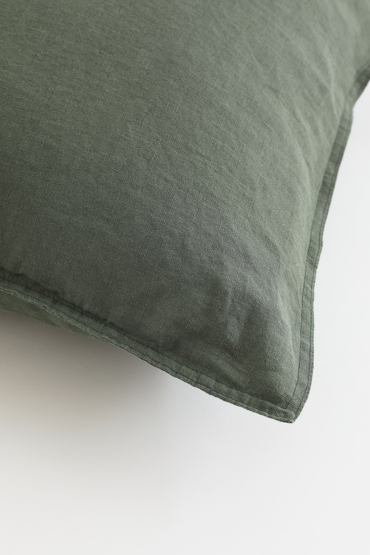 Washed linen pillowcase - Dark khaki green/White/Sage green/Beige - 2