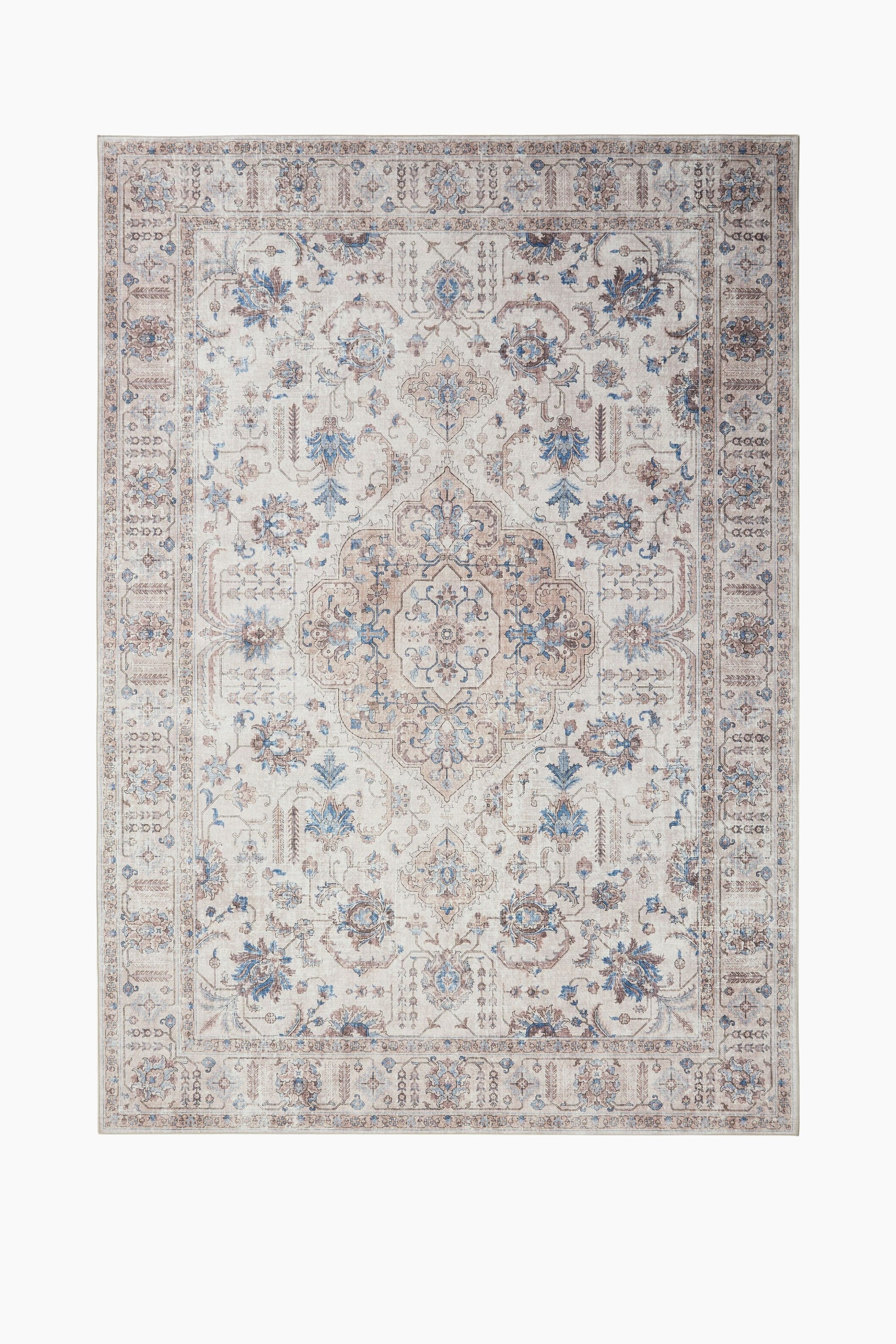 Wasbaar Vloerkleed Laury - Beige/Blauw