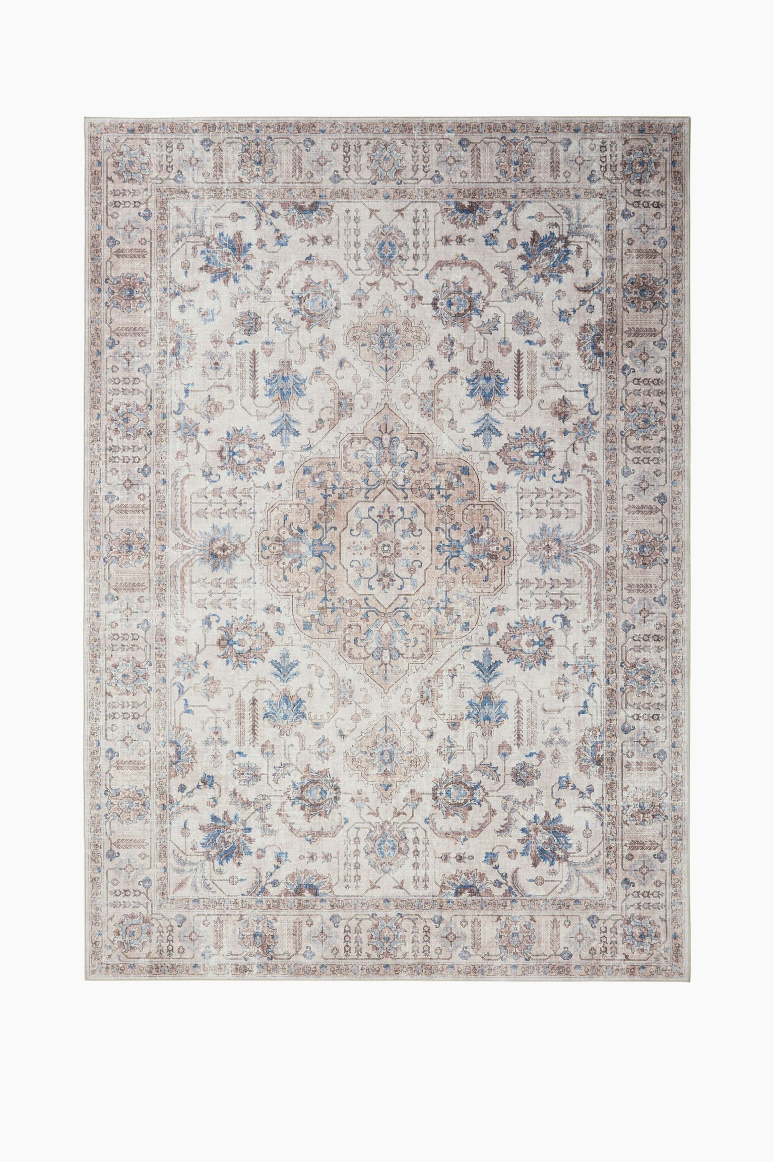 Wasbaar Vloerkleed Laury - Beige/Blauw - 1