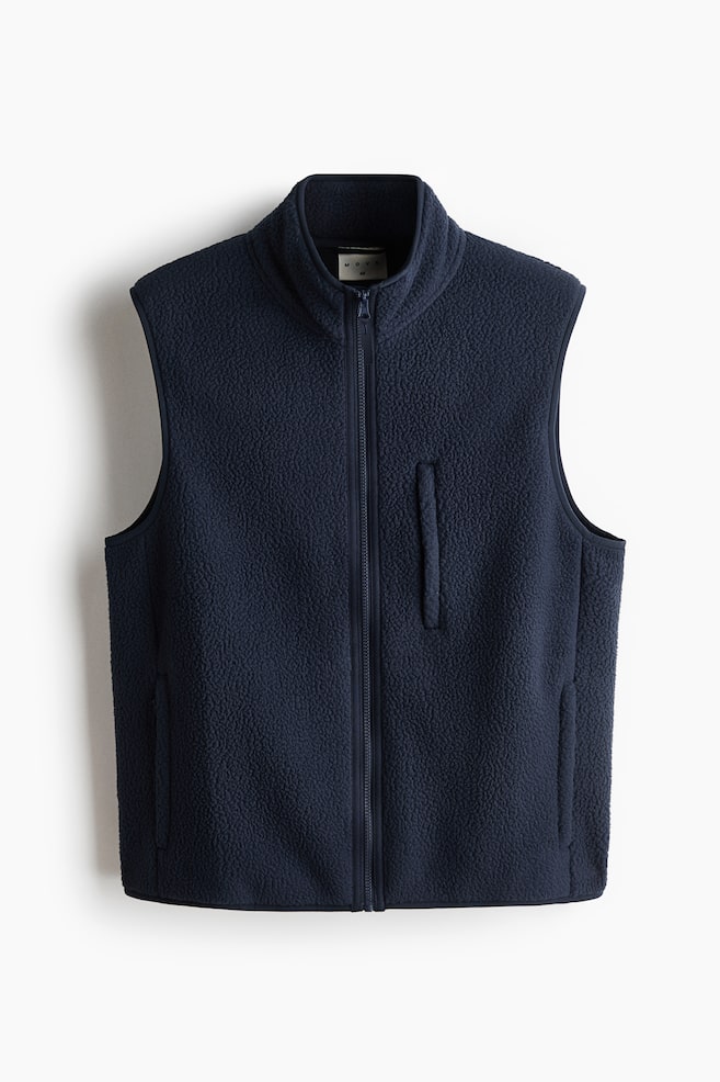 Regular Fit Teddy Sports gilet - Navy blue/Black/Light beige - 1