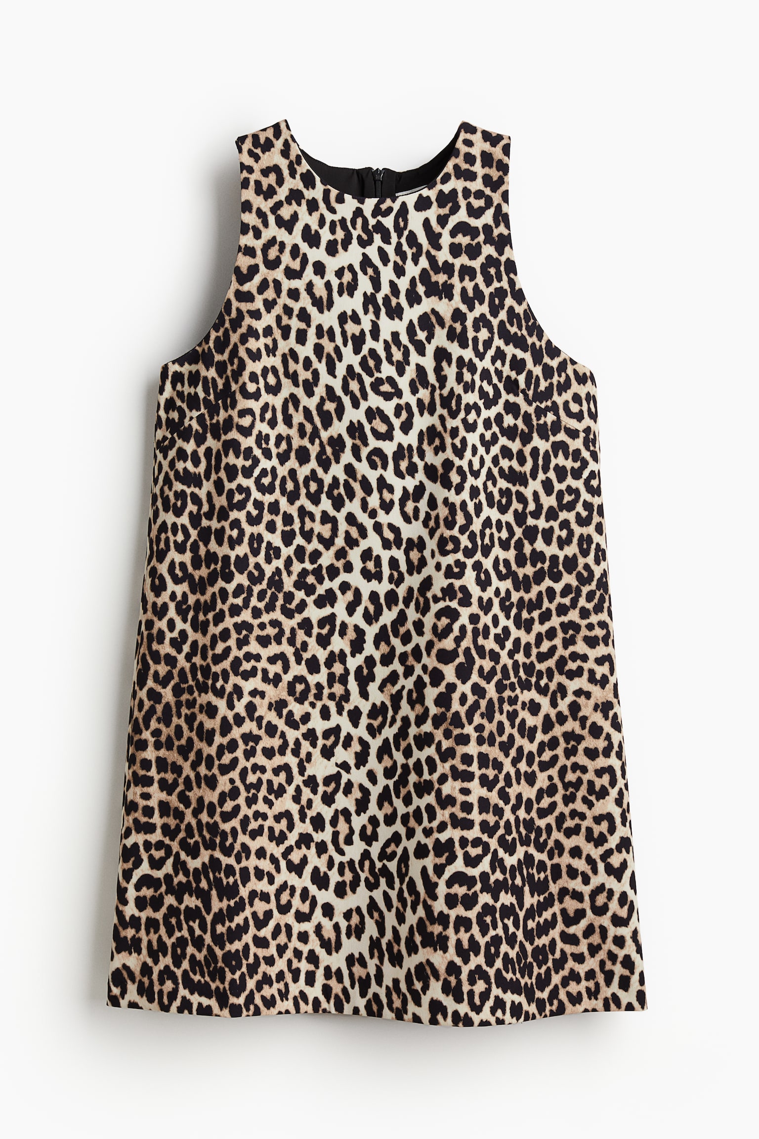 A-line Mini Dress - Beige/Leopard print/Black - 2