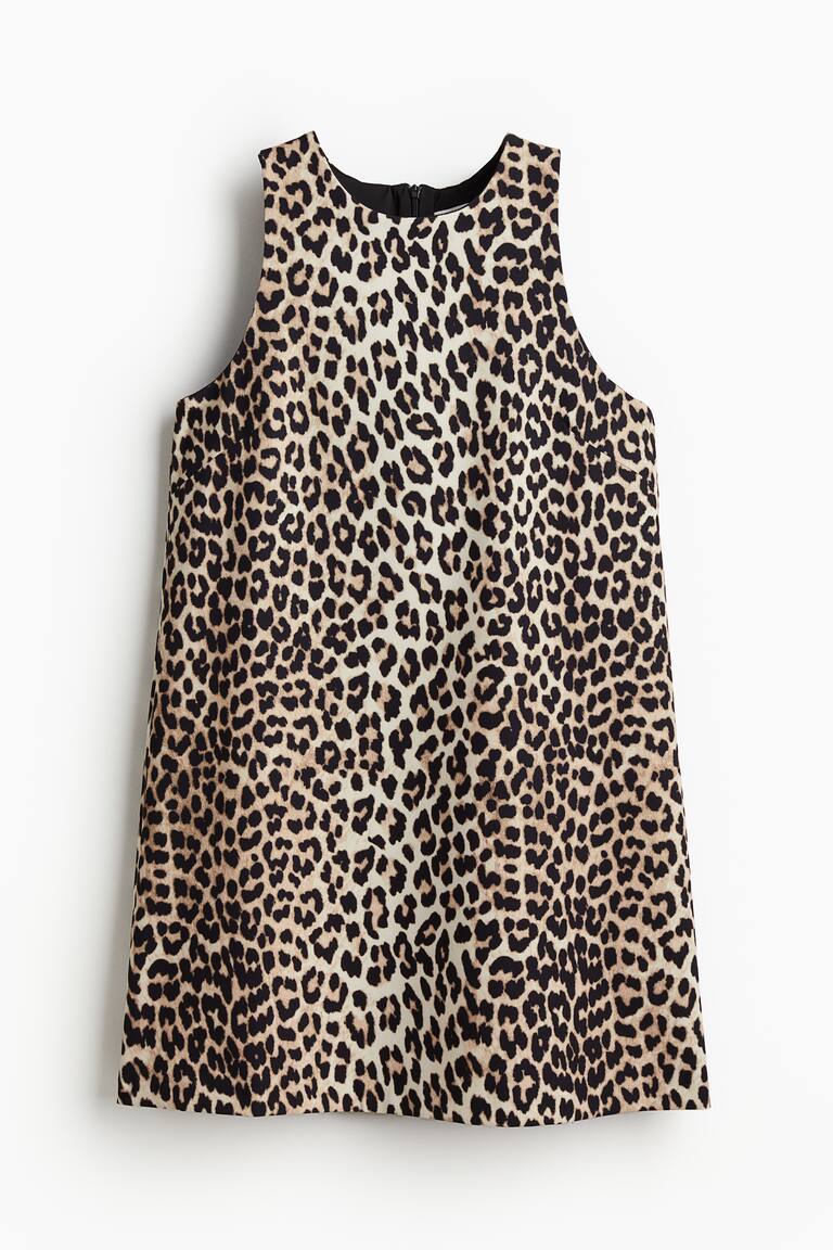 blue dress for baby girl Leopard Print Corset A-Line Mini Dress with Drop Waist Brown / S