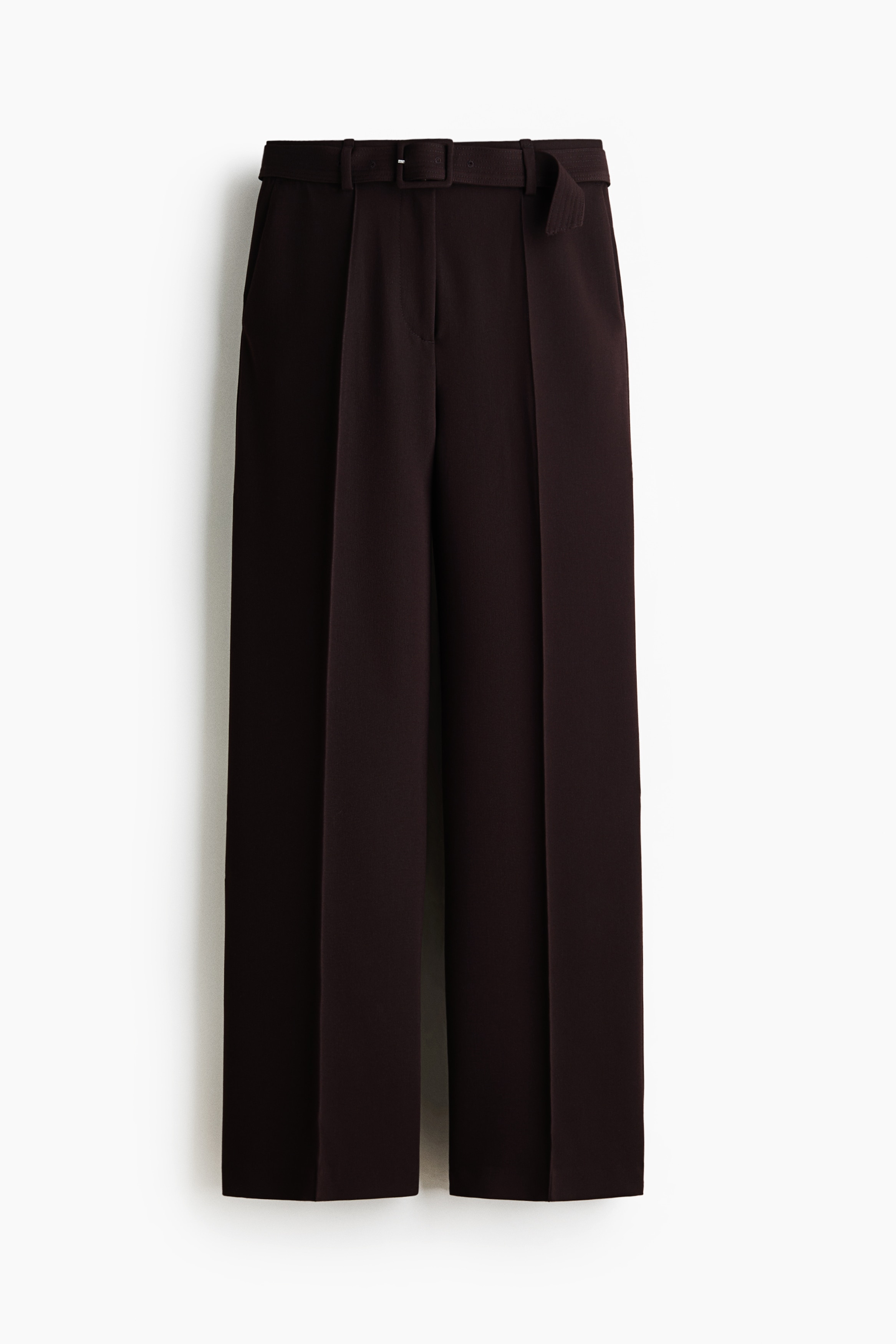 Pantalon chic avec ceinture - Brun foncé/Beige