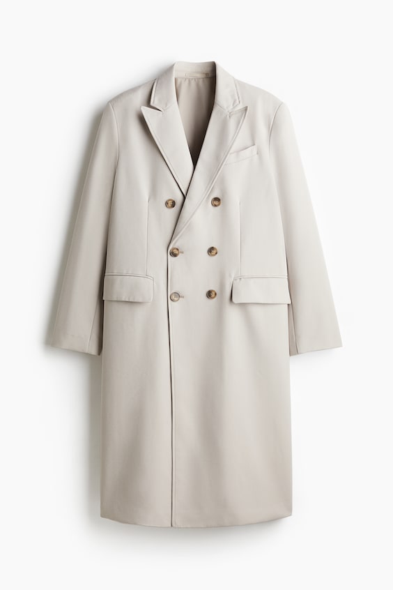 H&M Relaxed-Fit Double-Breasted Twill Coat