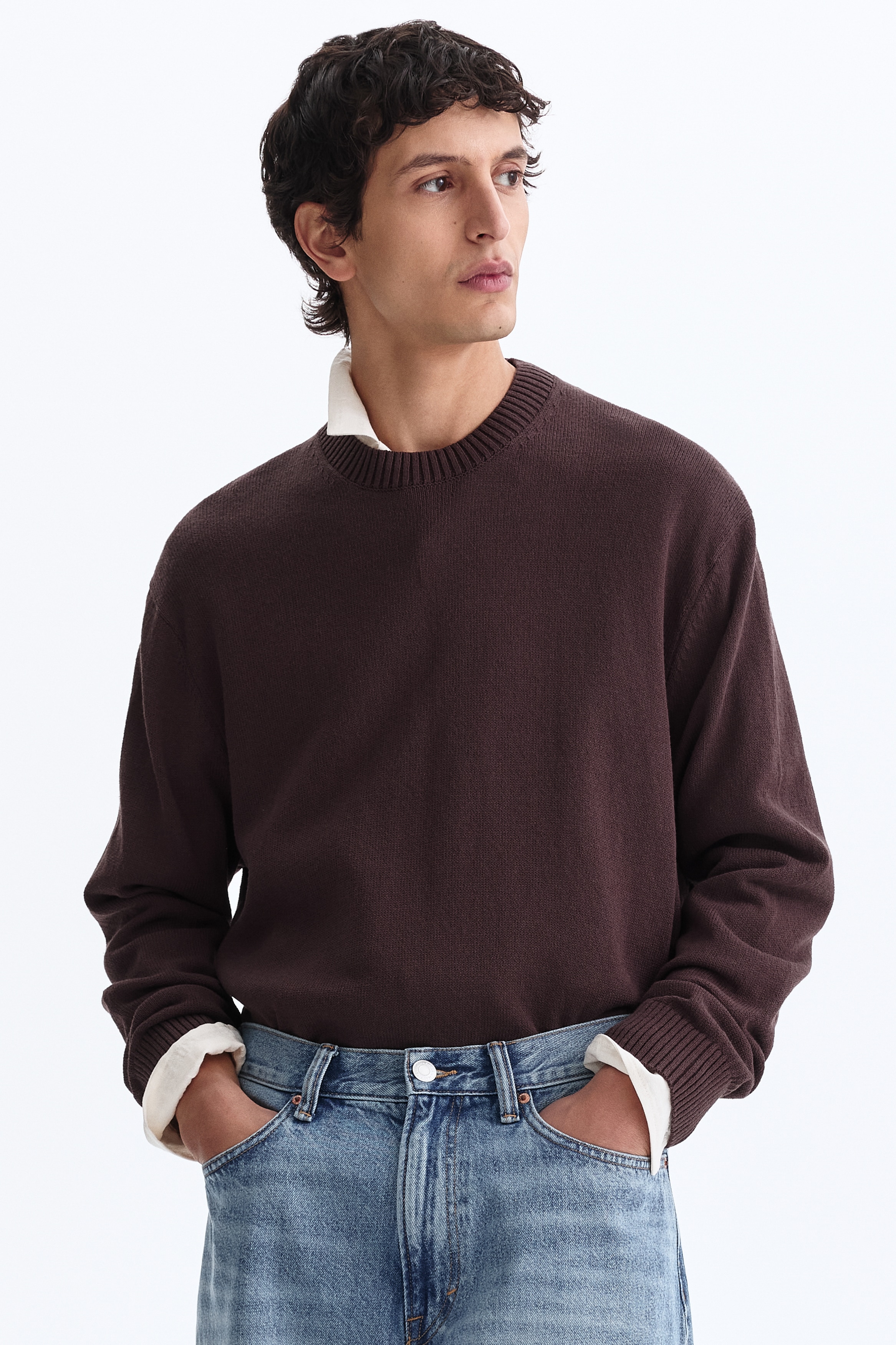 Relaxed-Fit Sweater - Brown/Cream
