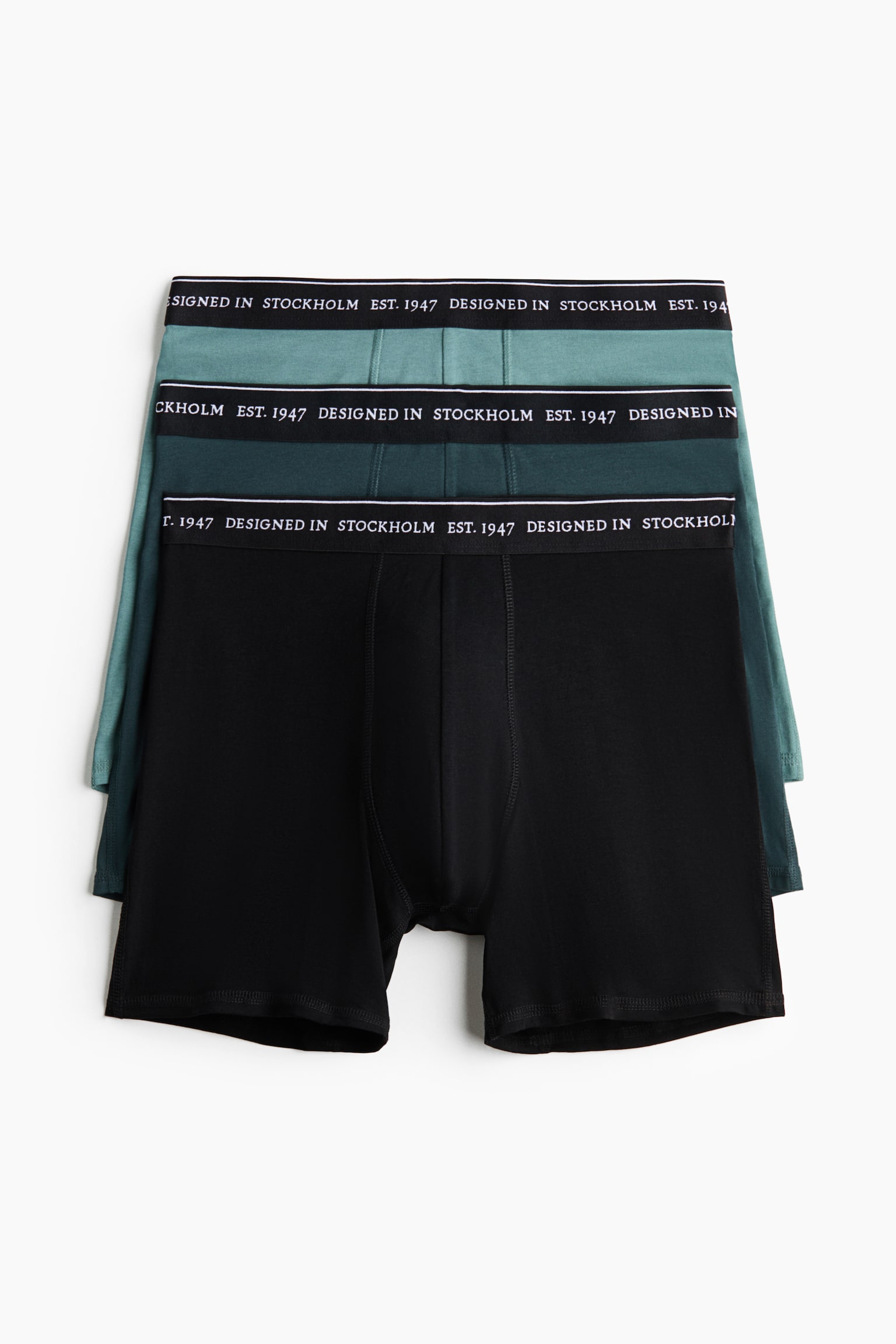 3-pack COOLMAX® mid trunks - Black/Dark turquoise/Turquoise/Black/Teal