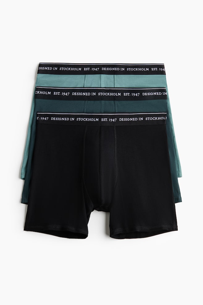 3-pack COOLMAX® mid trunks - Black/Dark turquoise/Turquoise - 1