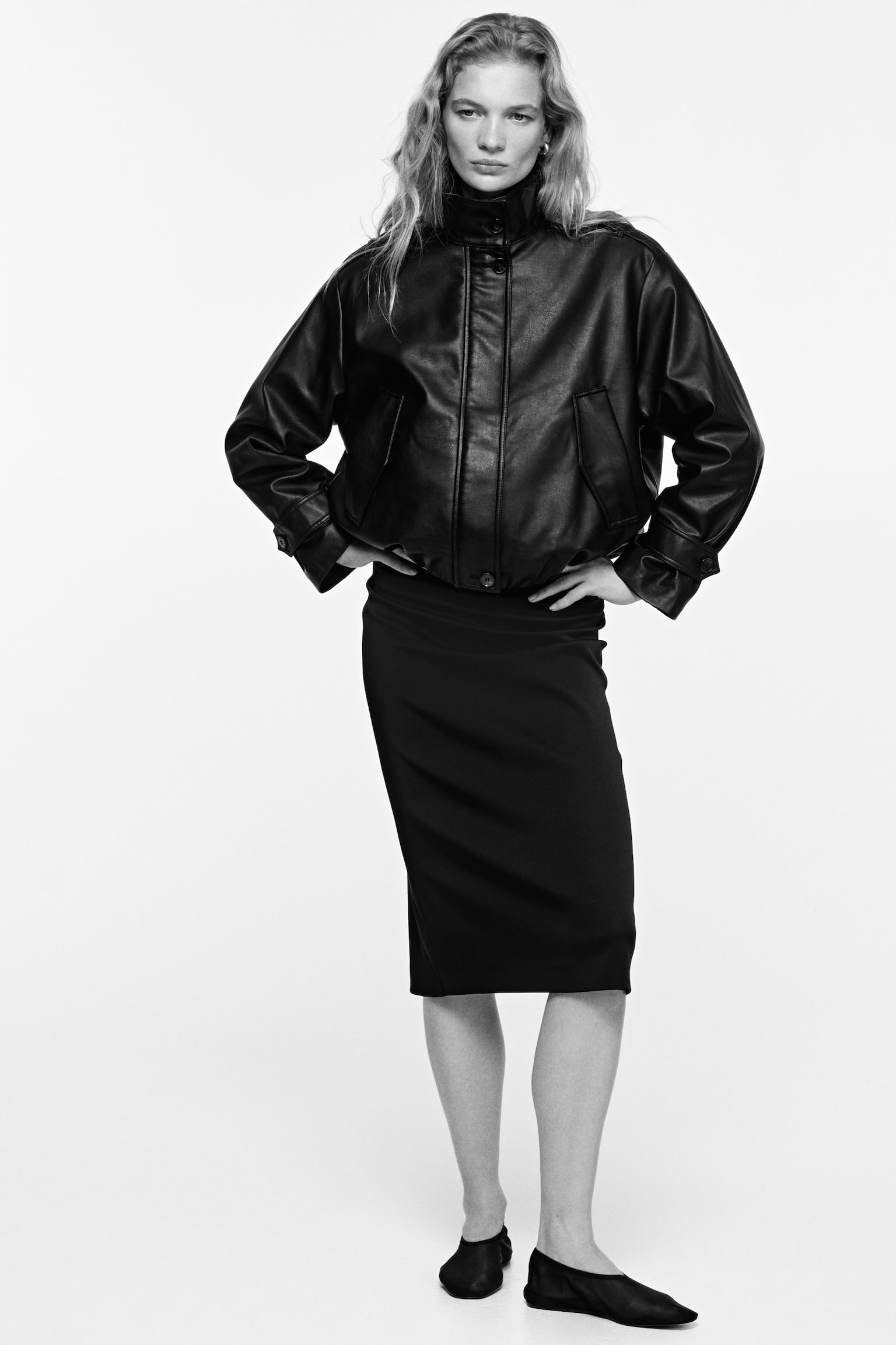 Oversized coated jacket - Black - 3