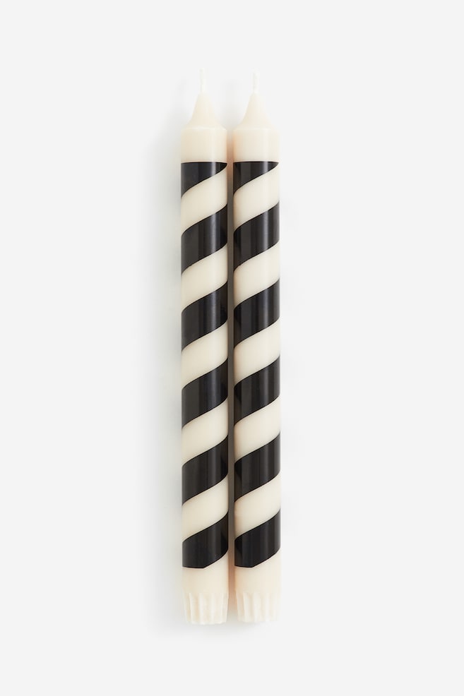 2-pack candy cane candles - Black/Striped/Pink/Striped/Light green/Striped/Light pink/Green/dc - 1