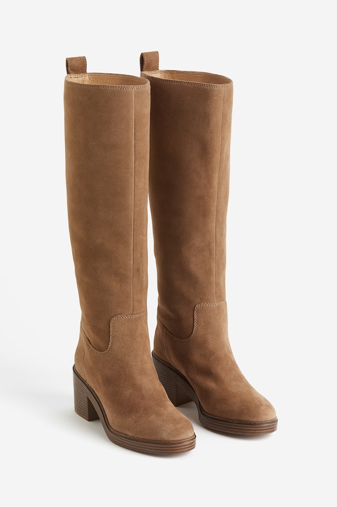 Knee-high suede boots - Brown - 3