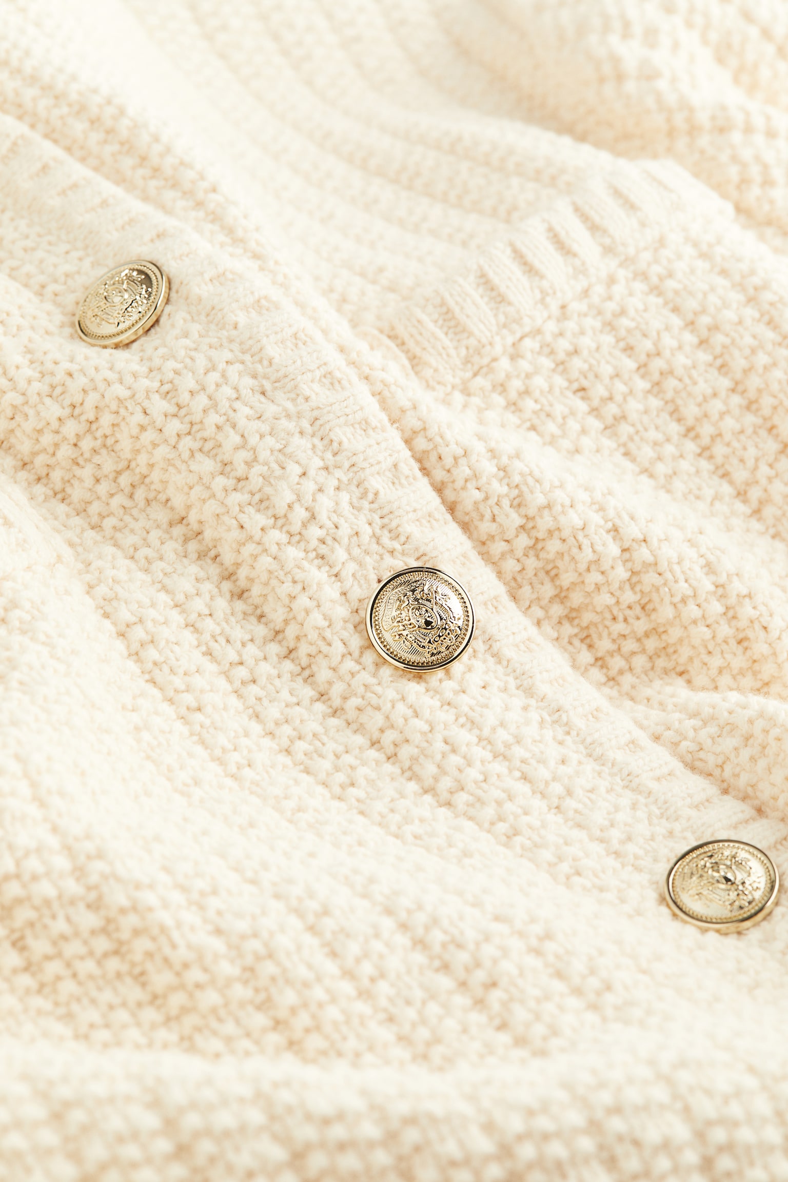 Short Textured Knit Cardigan - Cream/Black - 6