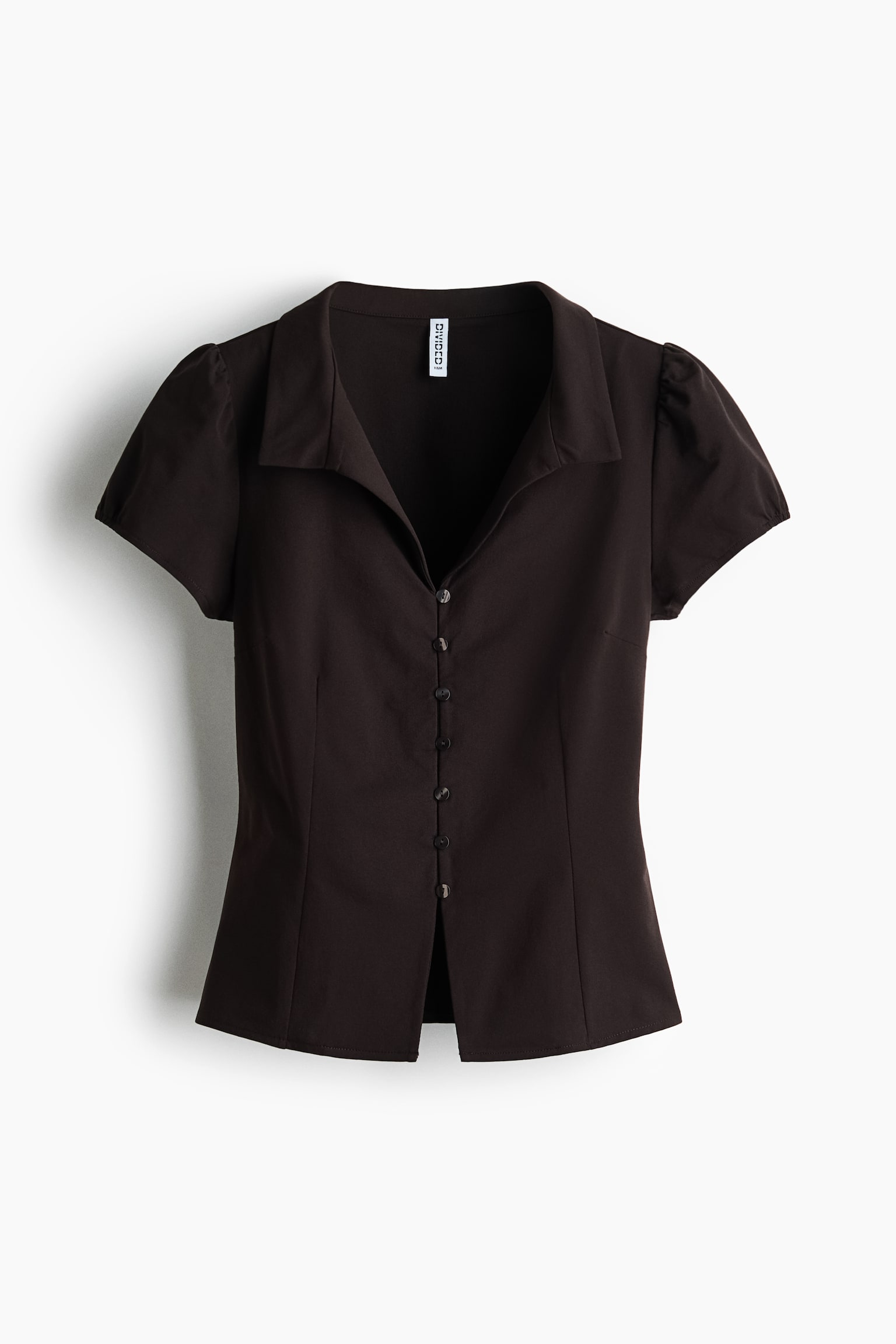 Collared button-front top - Dark brown/Black/Spotted