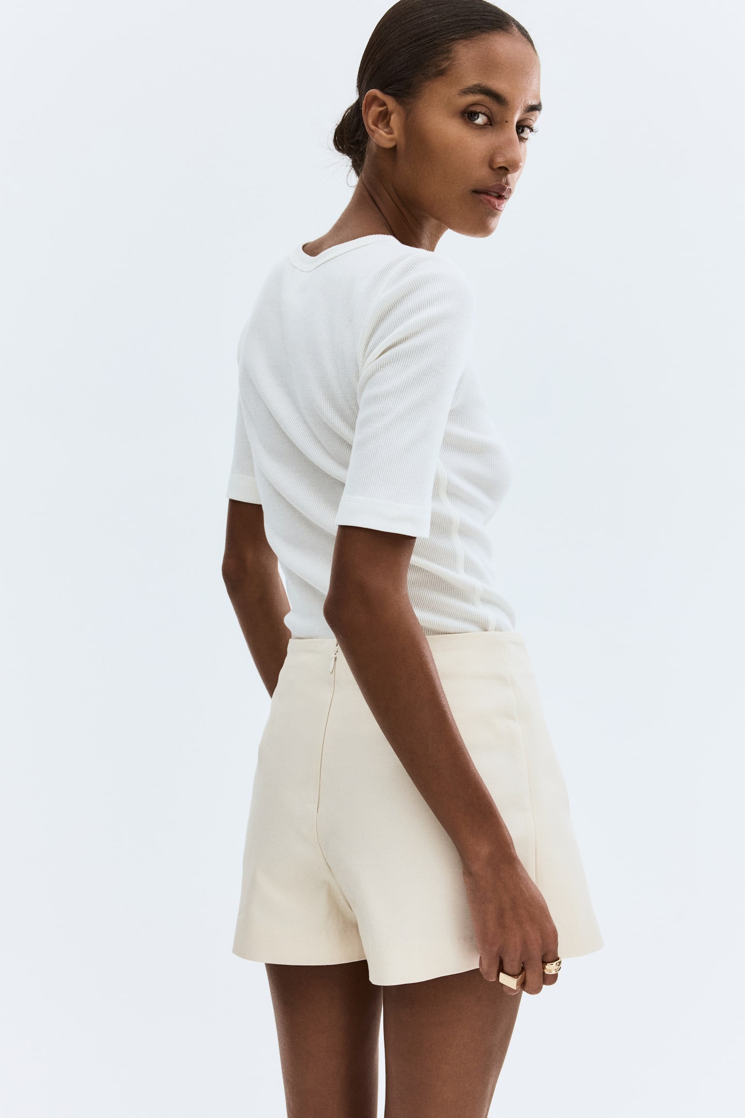 Falda short cruzada - Beige claro/Crema - 5