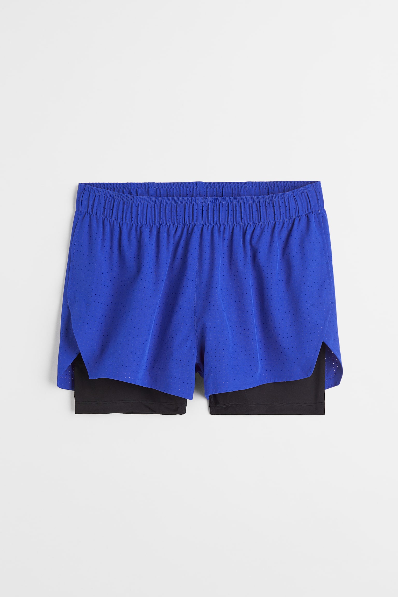 Regular Fit Double Layer Running Shorts - Blue - 1