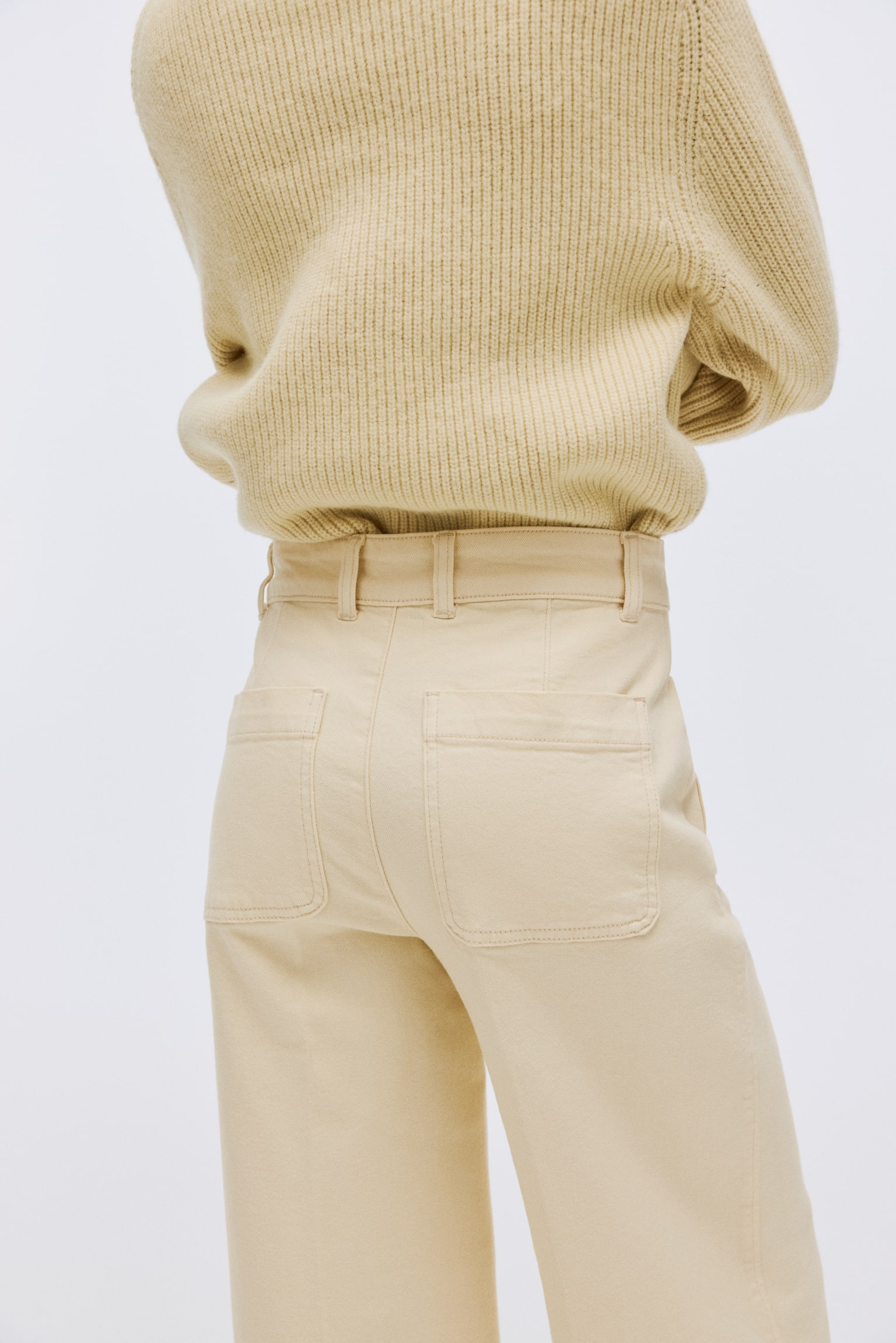 寬鬆高腰牛仔褲 - 淡黃色/丹寧藍/深丹寧藍/白色 - 7