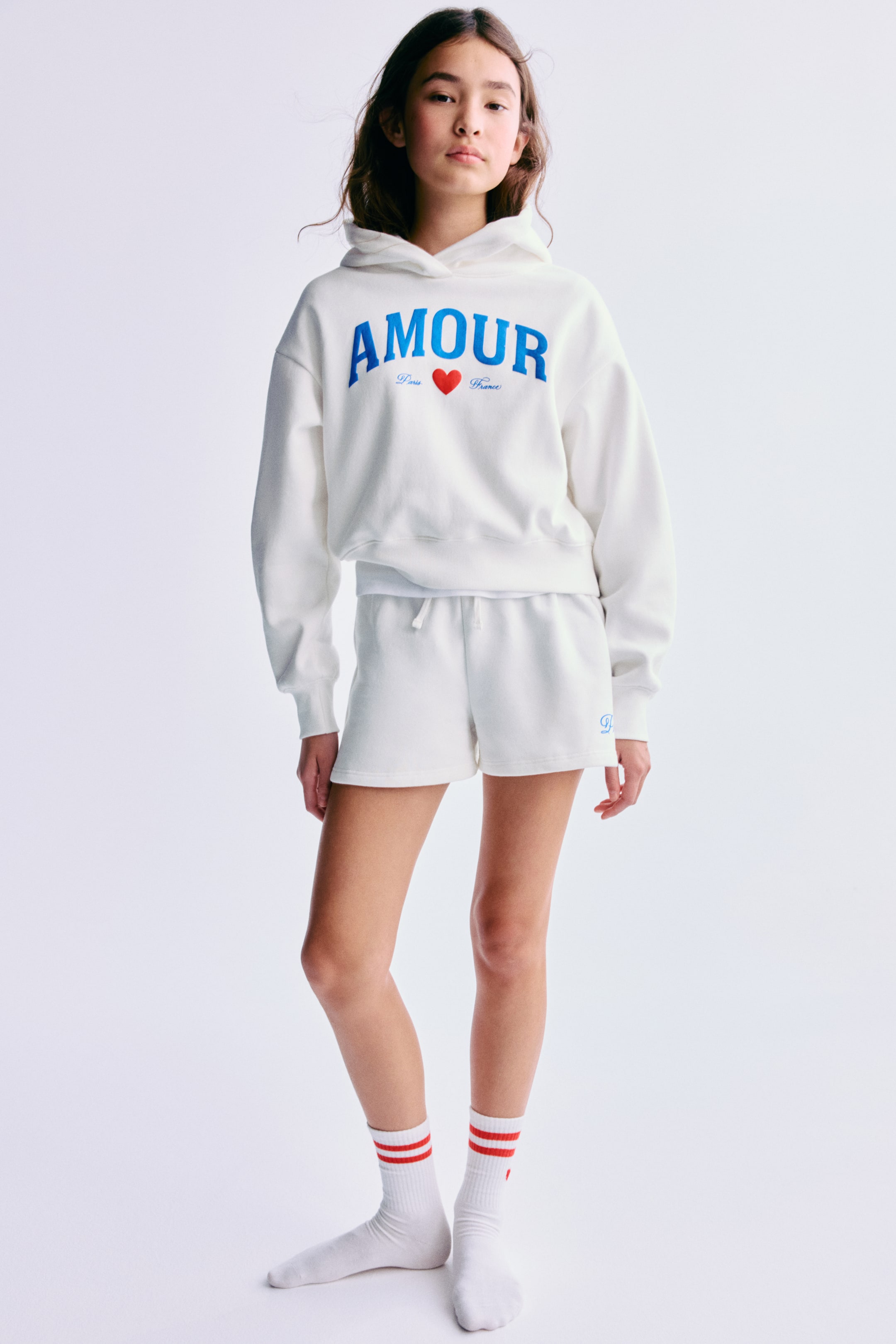 Ampliar la imagen: Conjunto de 2 piezas en french terry con diseño - Blanco/Amour - Kids | H&M MX 1