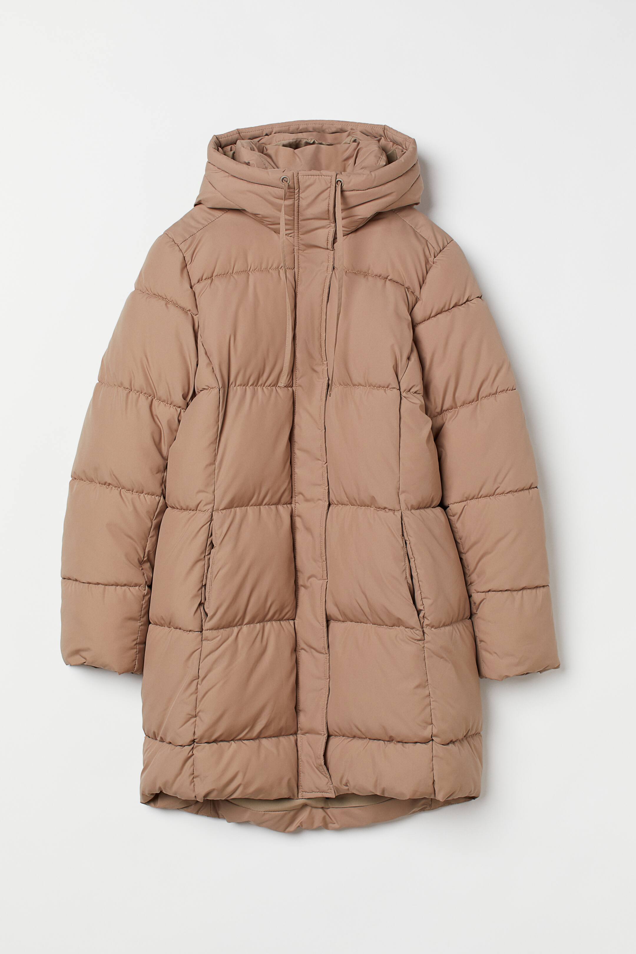 Steppmantel mit Kapuze - Langarm - Knielang - Beige - Ladies | H&M DE