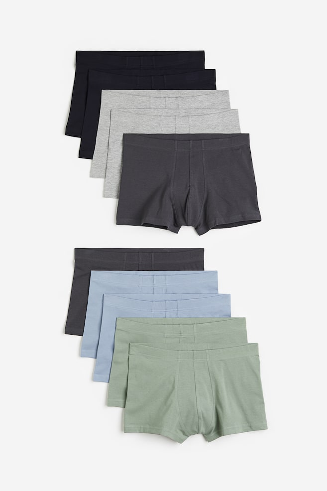 10-pack short cotton trunks - Blue/Green/Grey/Black/Light blue/Sage green/Grey marl/Dark grey - 1