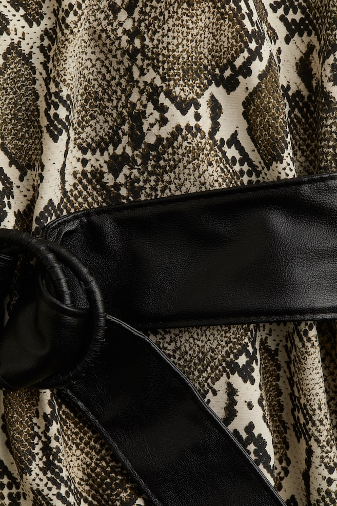 Belted Dress - Light beige/snakeskin pattern - 5