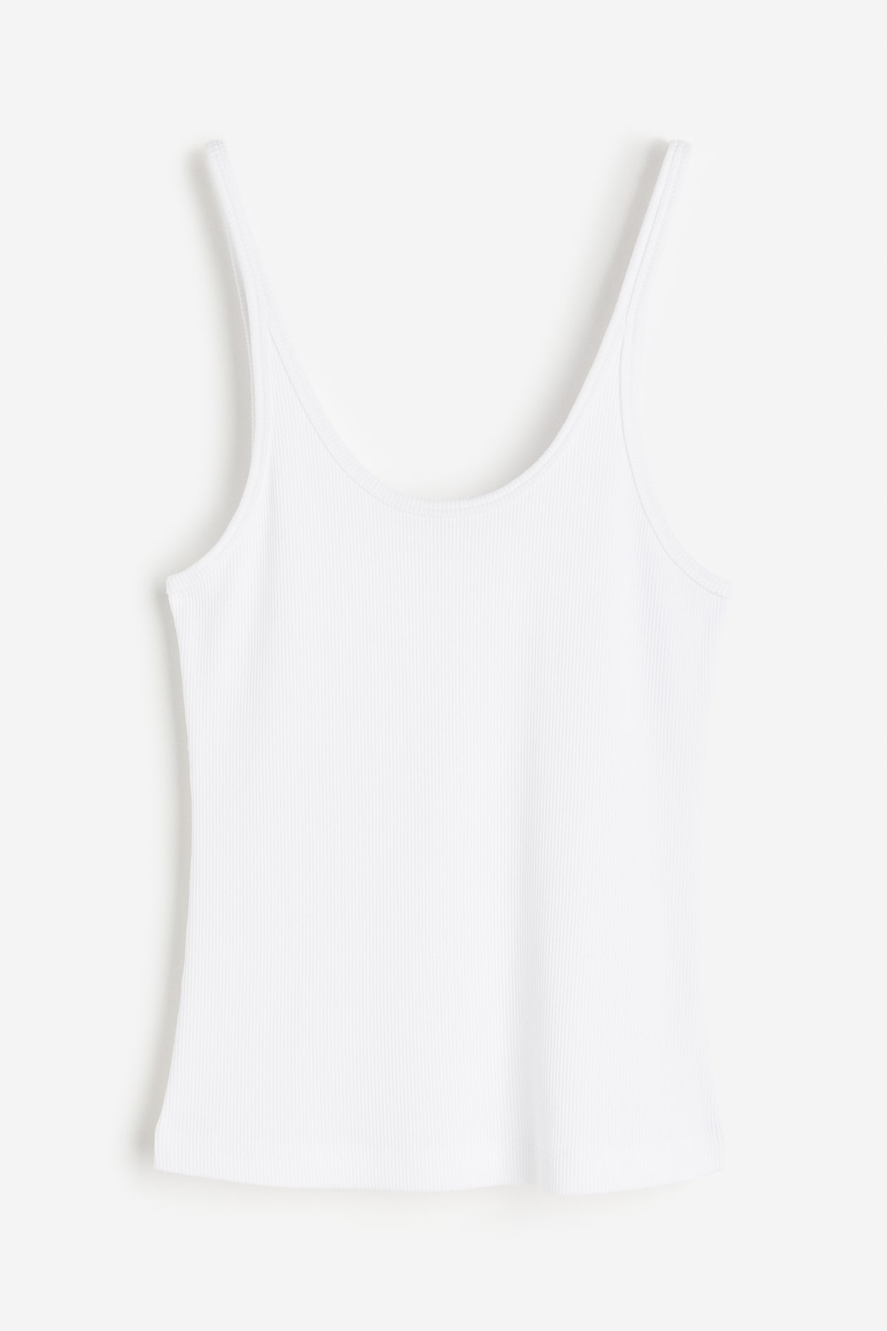 Ribbed Tank Top - Low-cut Neckline - Sleeveless - White - Ladies | H&M US