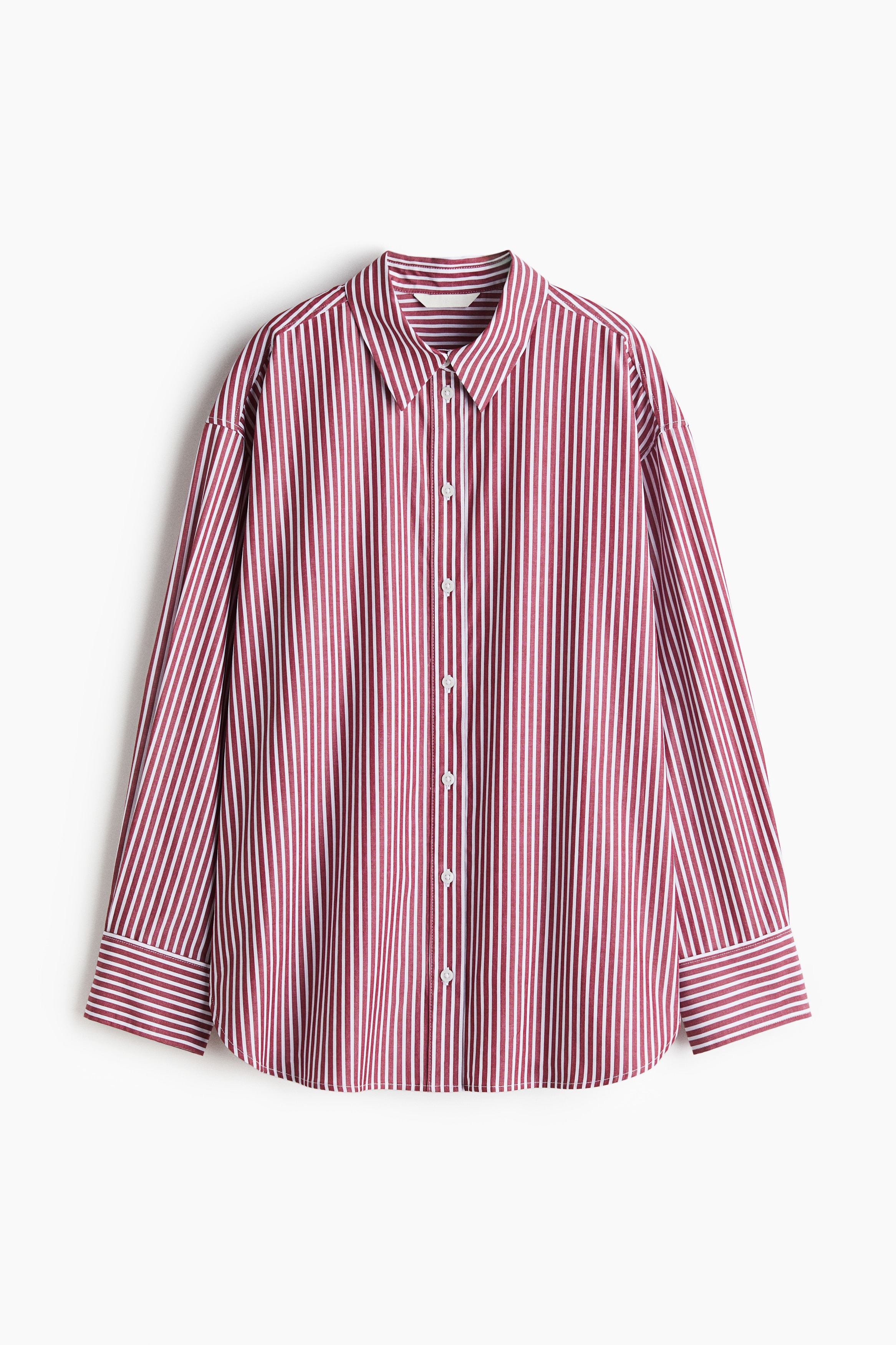 Oversized Poplin Shirt - Burgundy/White stripe/Blue/White stripe