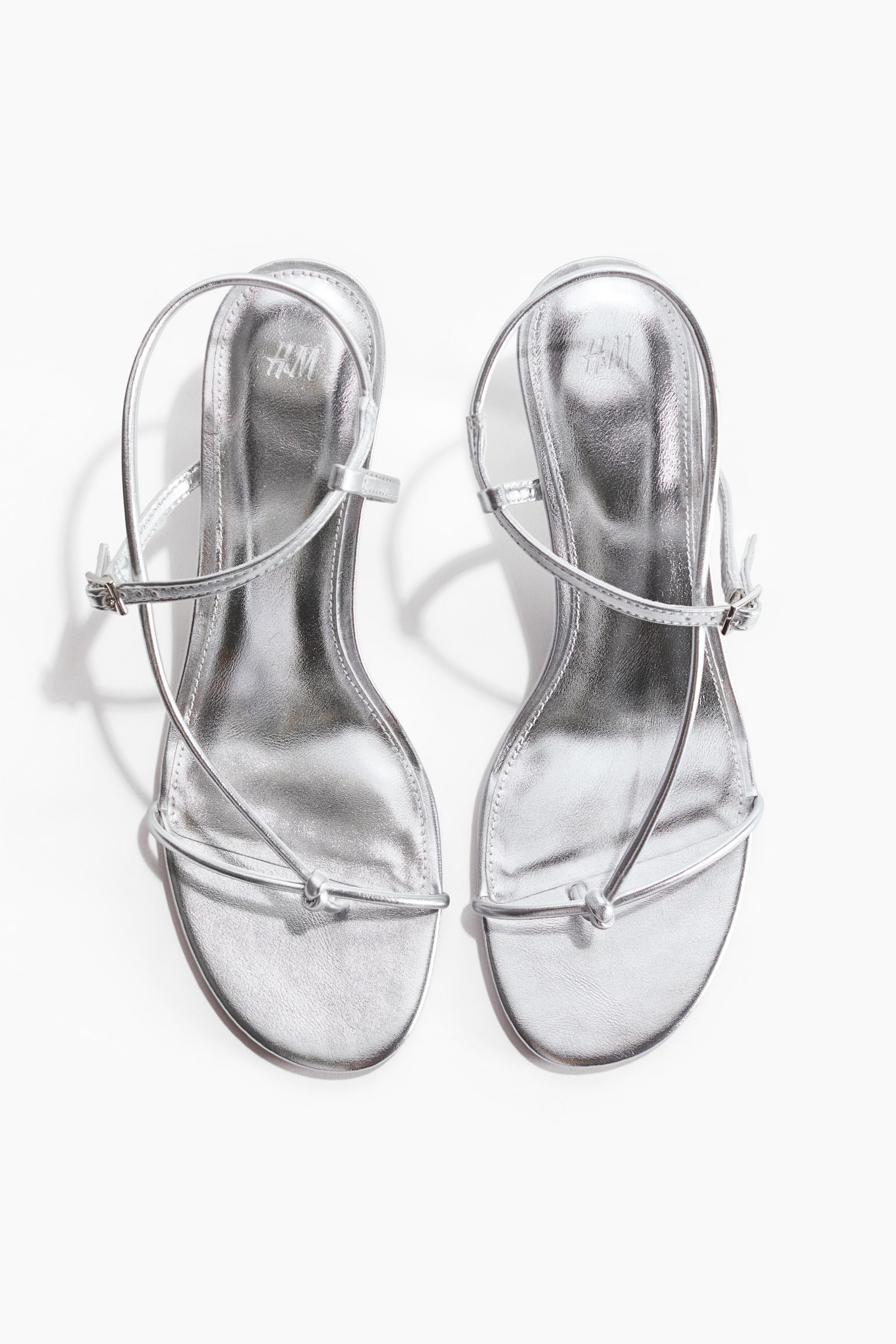 Heeled strappy sandals-Silver-coloured - 3