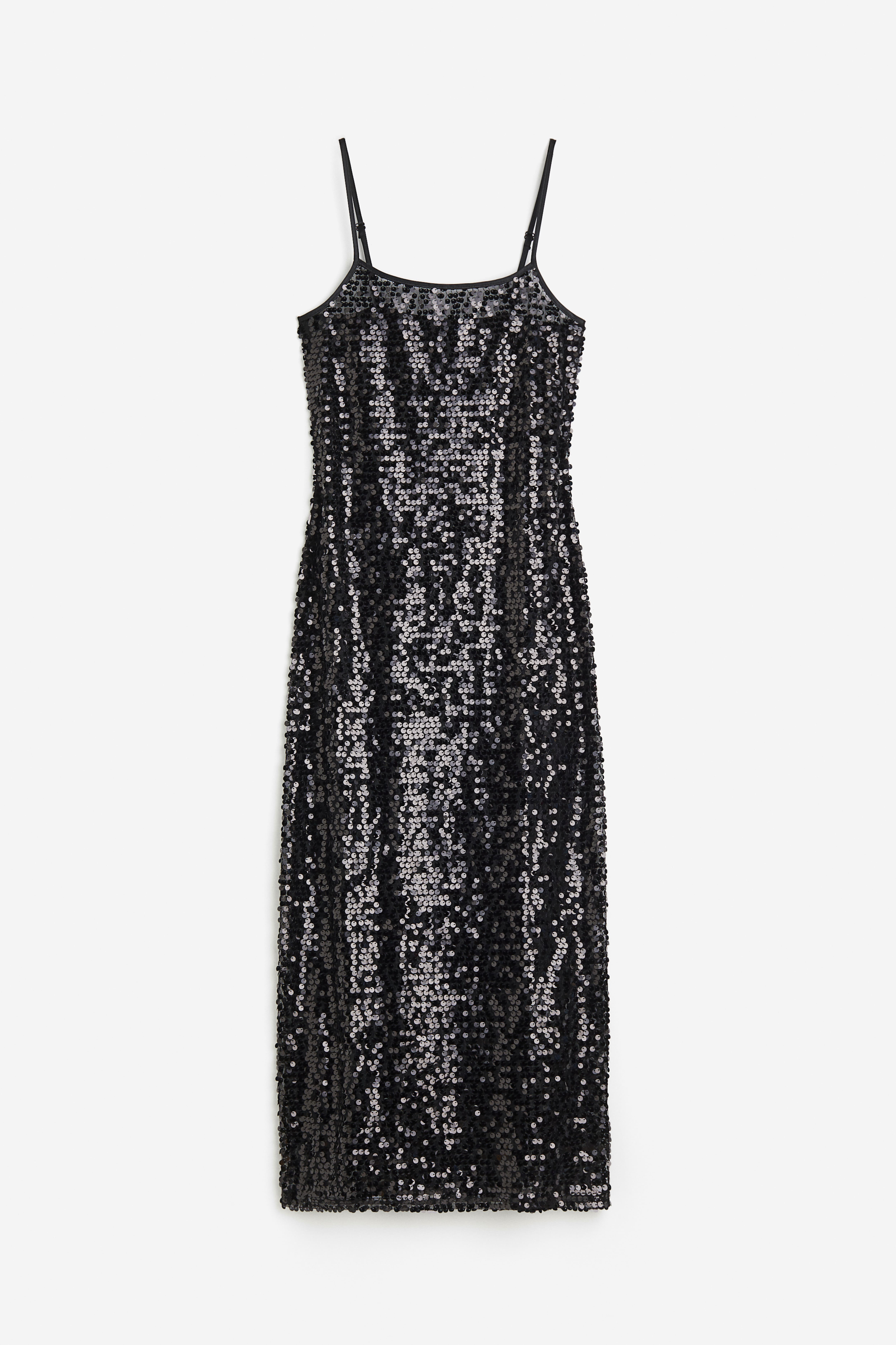 Ladies Black Sequined Slip Dress Size S H M