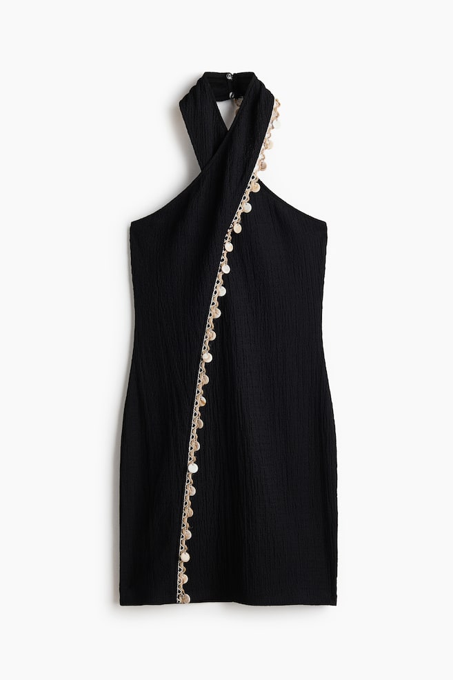 Embellished Halterneck Dress - Black/Dark brown - 1
