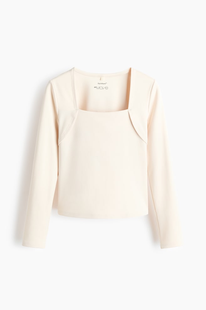 Top de deporte de manga larga con DryMove™ - Beige claro/Negro/Rosa claro - 1