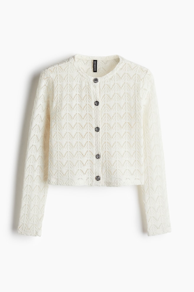 Pointelle-Knit Cardigan - Cream - 1