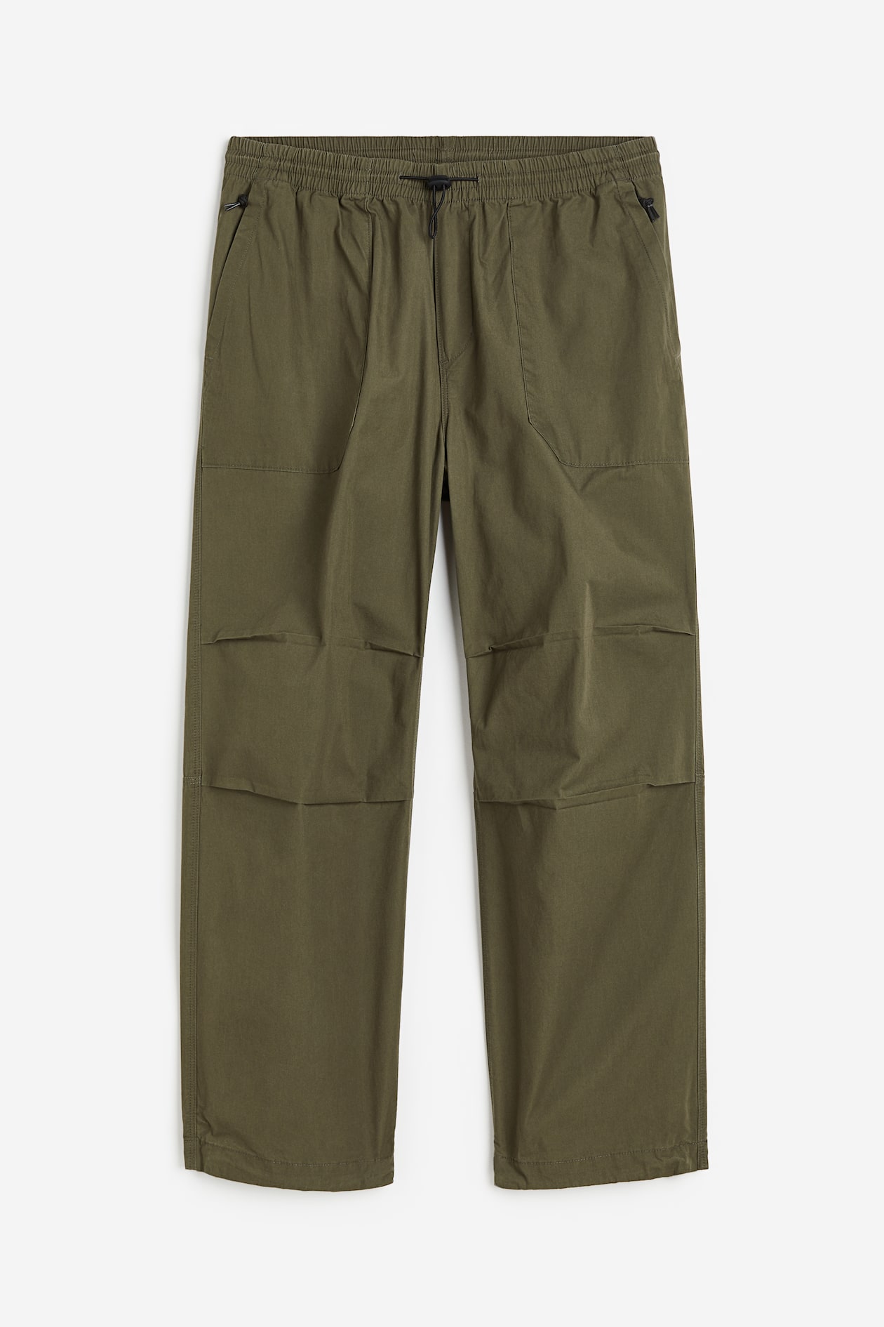 Loose Fit Cotton joggers Regular waist Long Dark khaki green