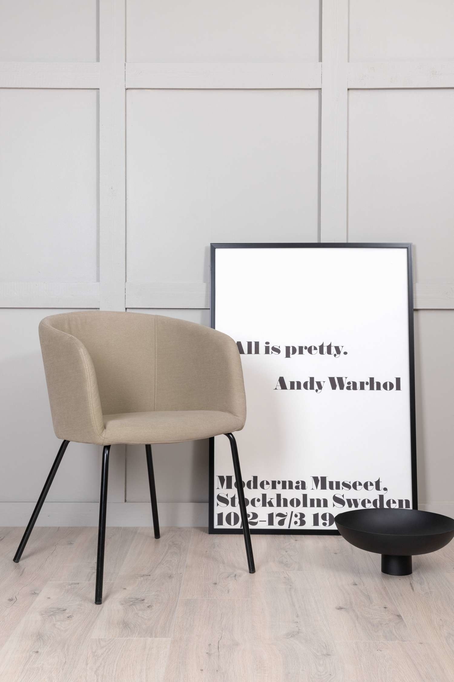 Berit Stoel - Linnen, Beige/Velvet, Beige