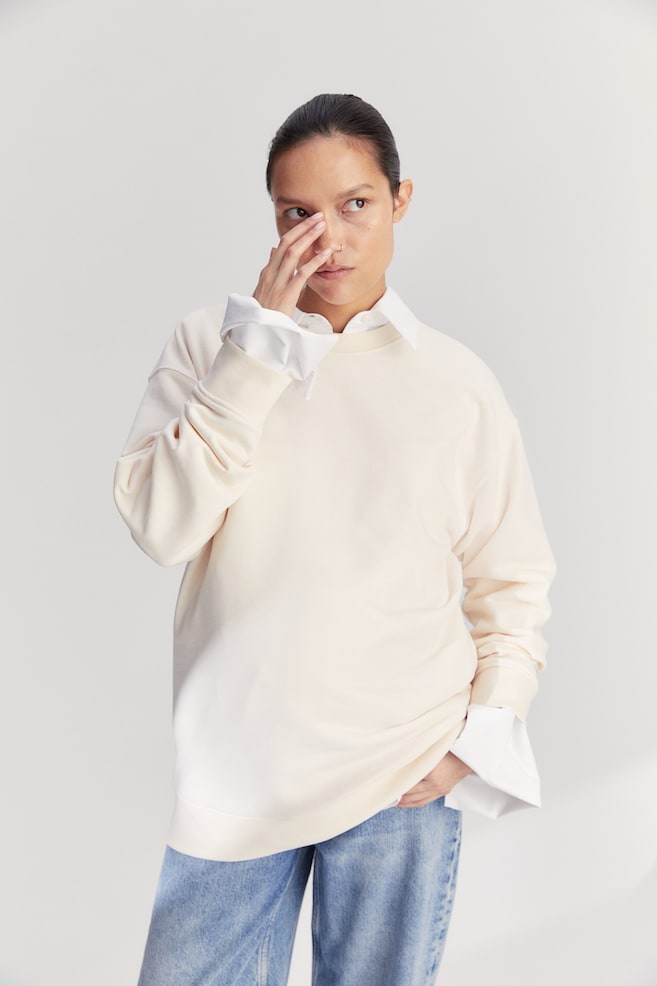 MAMA Oversized sweatshirt - Cream/Light grey marl - 6