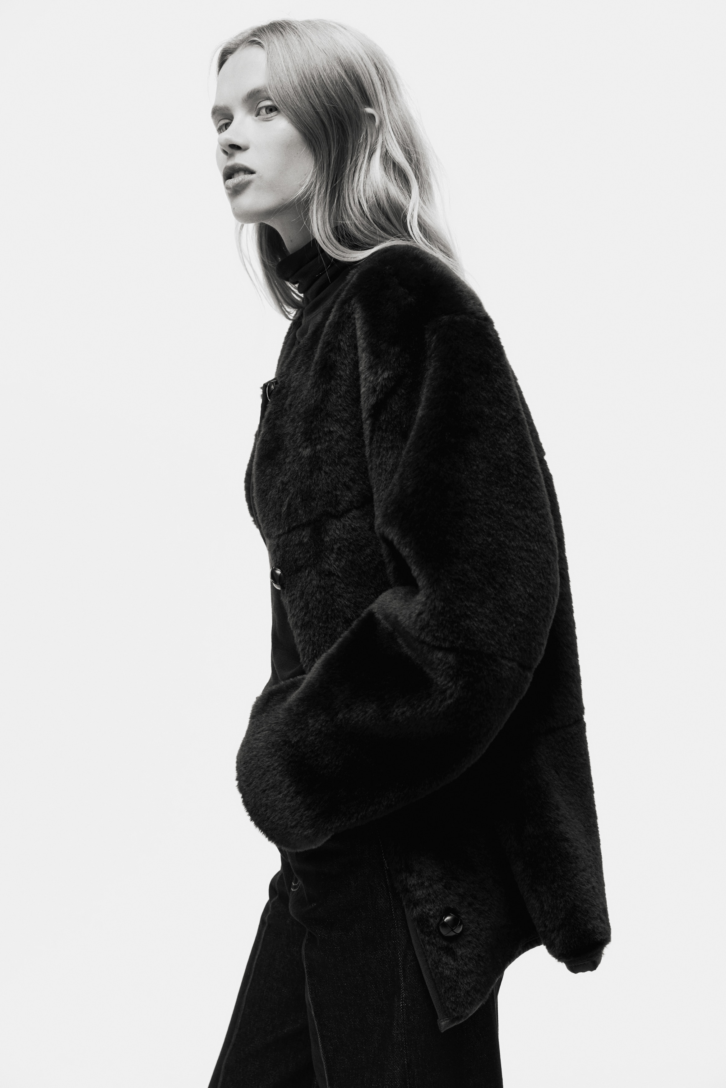 Ladies - Dark brown Fluffy jacket - Size: M  - H&M