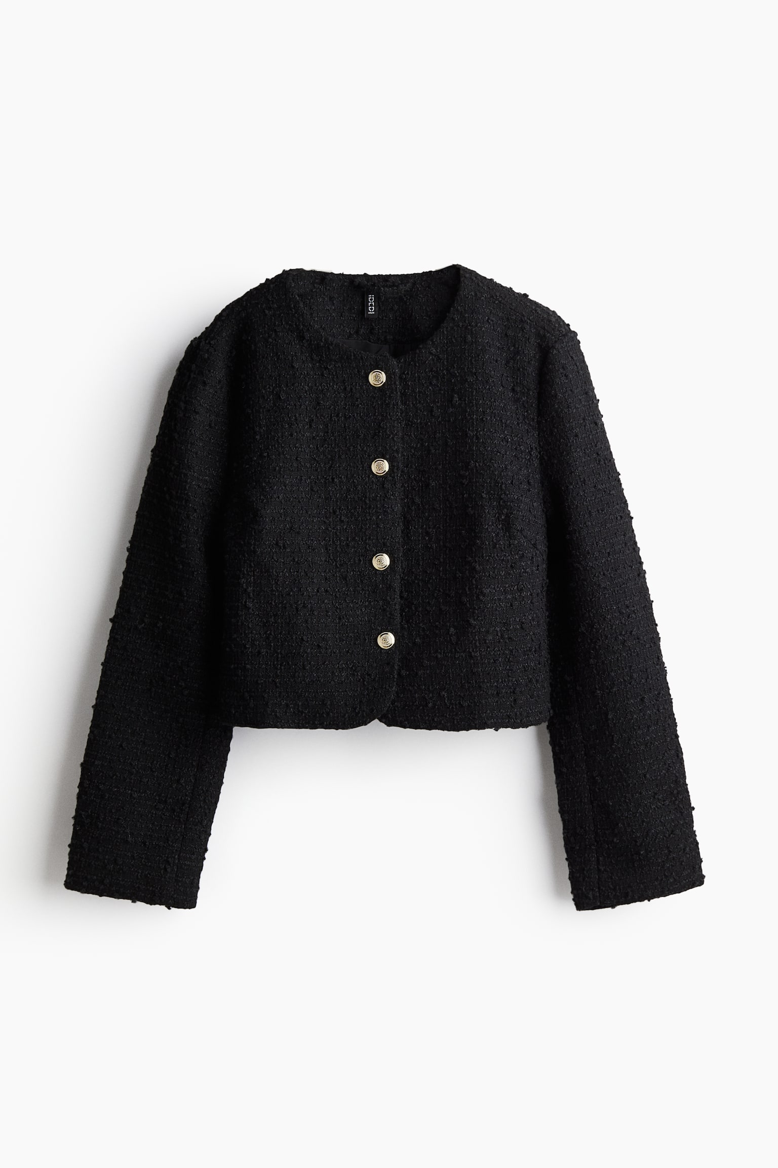 Short bouclé jacket - Black/Cream - 2