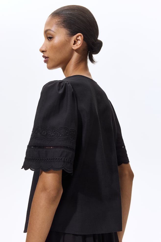 Blouse à manches bouffantes - Noir - 3