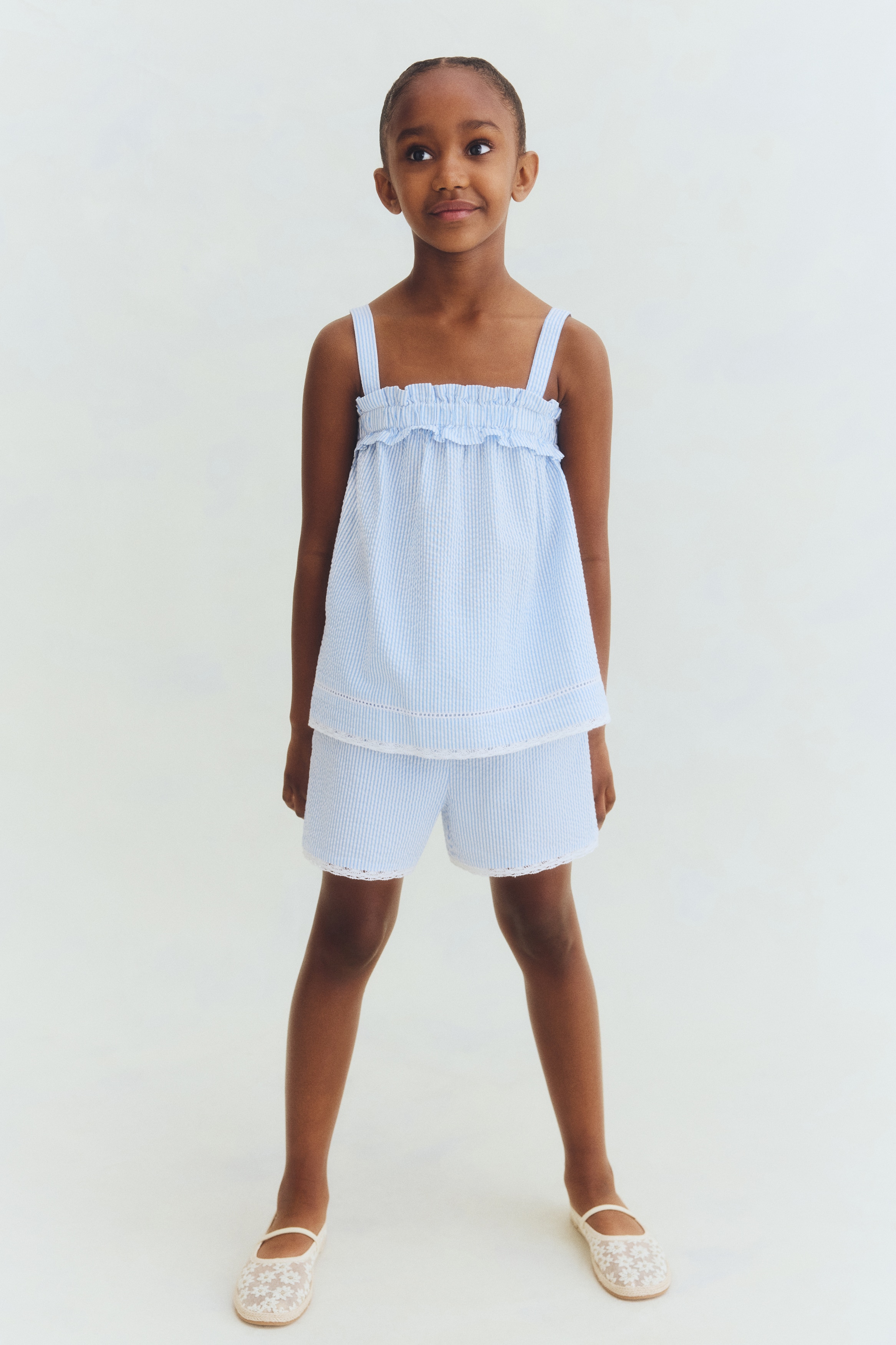 その他 NOA hm. Light blue/white striped 2-Piece Cotton Seersucker Set for kids