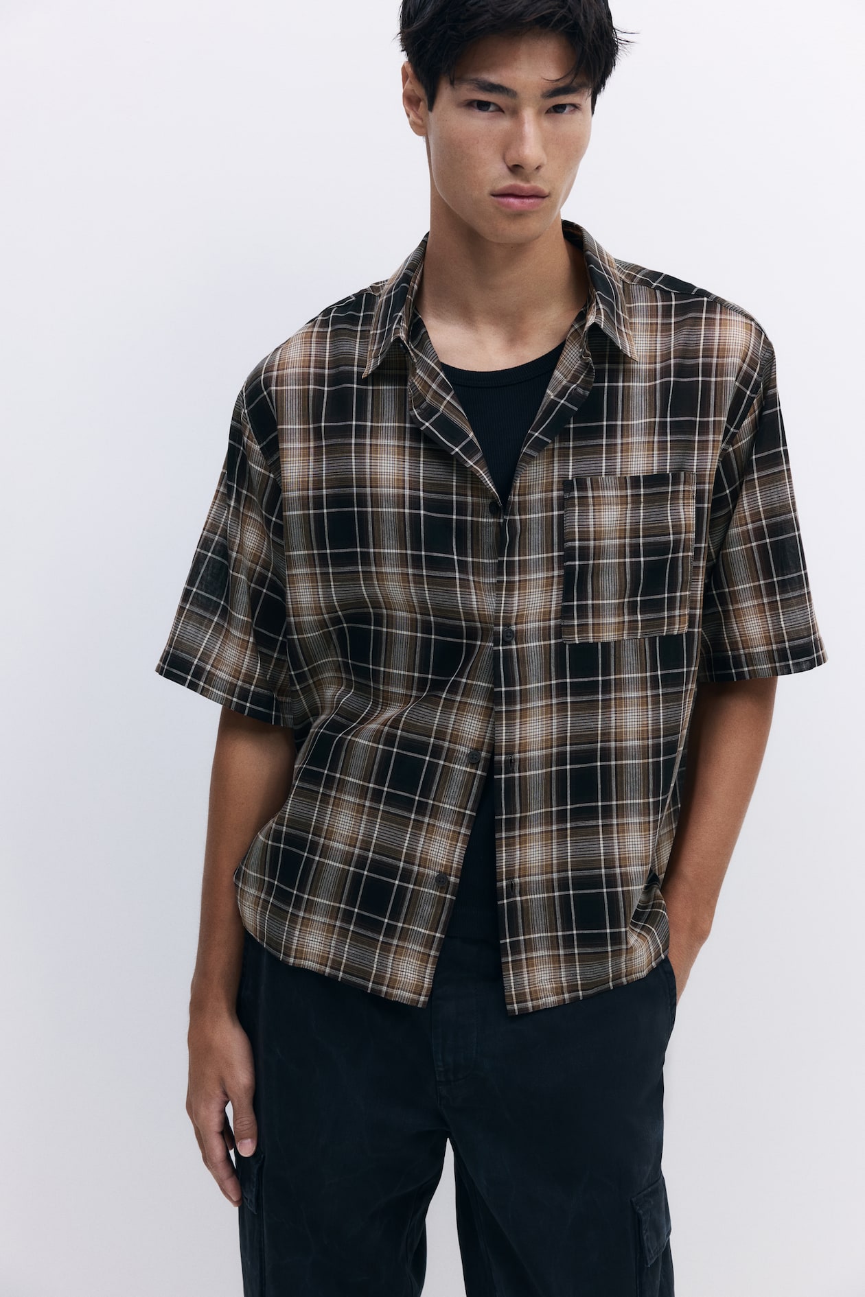mens brown short sleeve dress shirt Dark Brown Mens Short Sleeve Button up Shirts