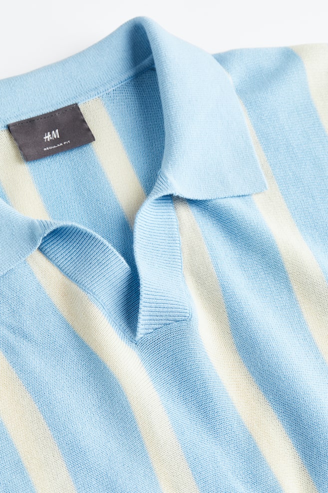 Regular Fit Fine-knit cotton polo shirt - Light blue/Striped/Brown/White striped/Pistachio green/Striped - 8