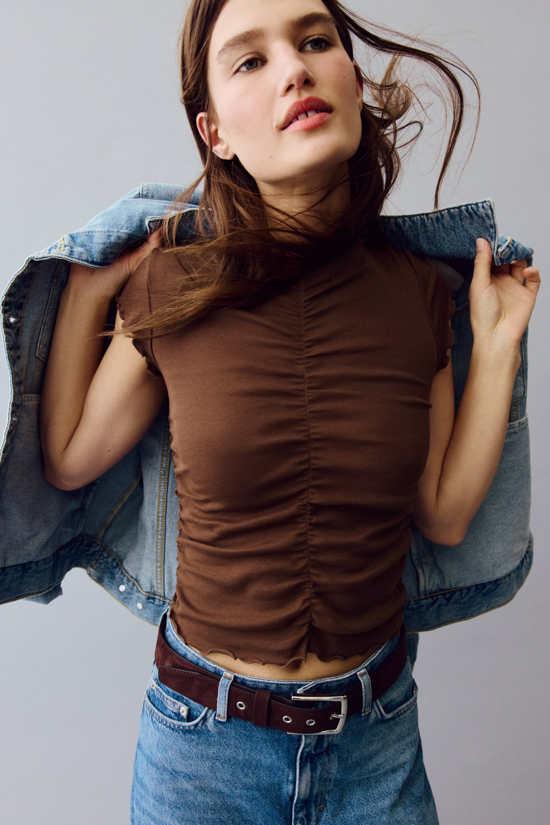 Haut en coton à effet drapé