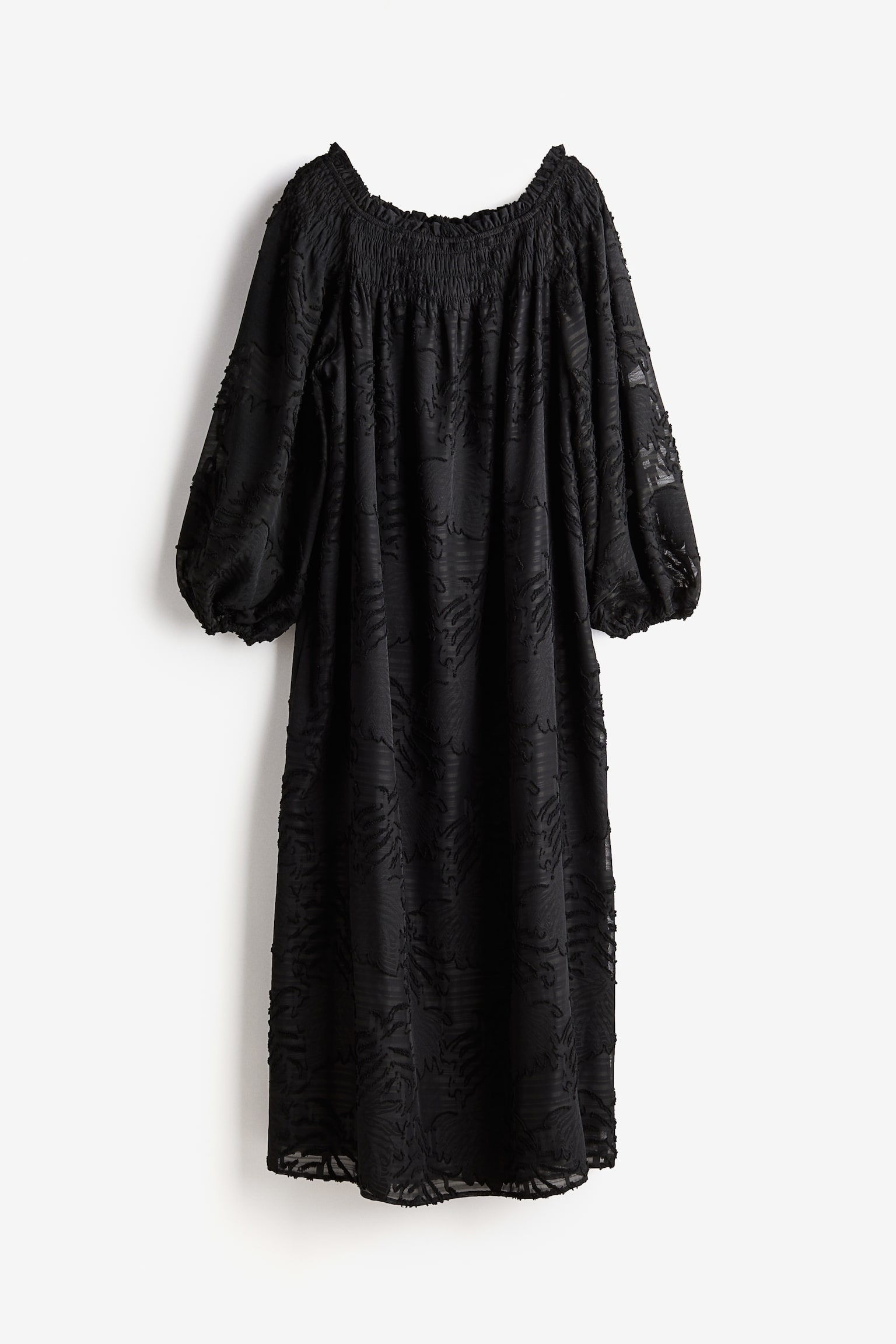 Robe épaules nues en tissu jacquard - Noir/Crème - 2