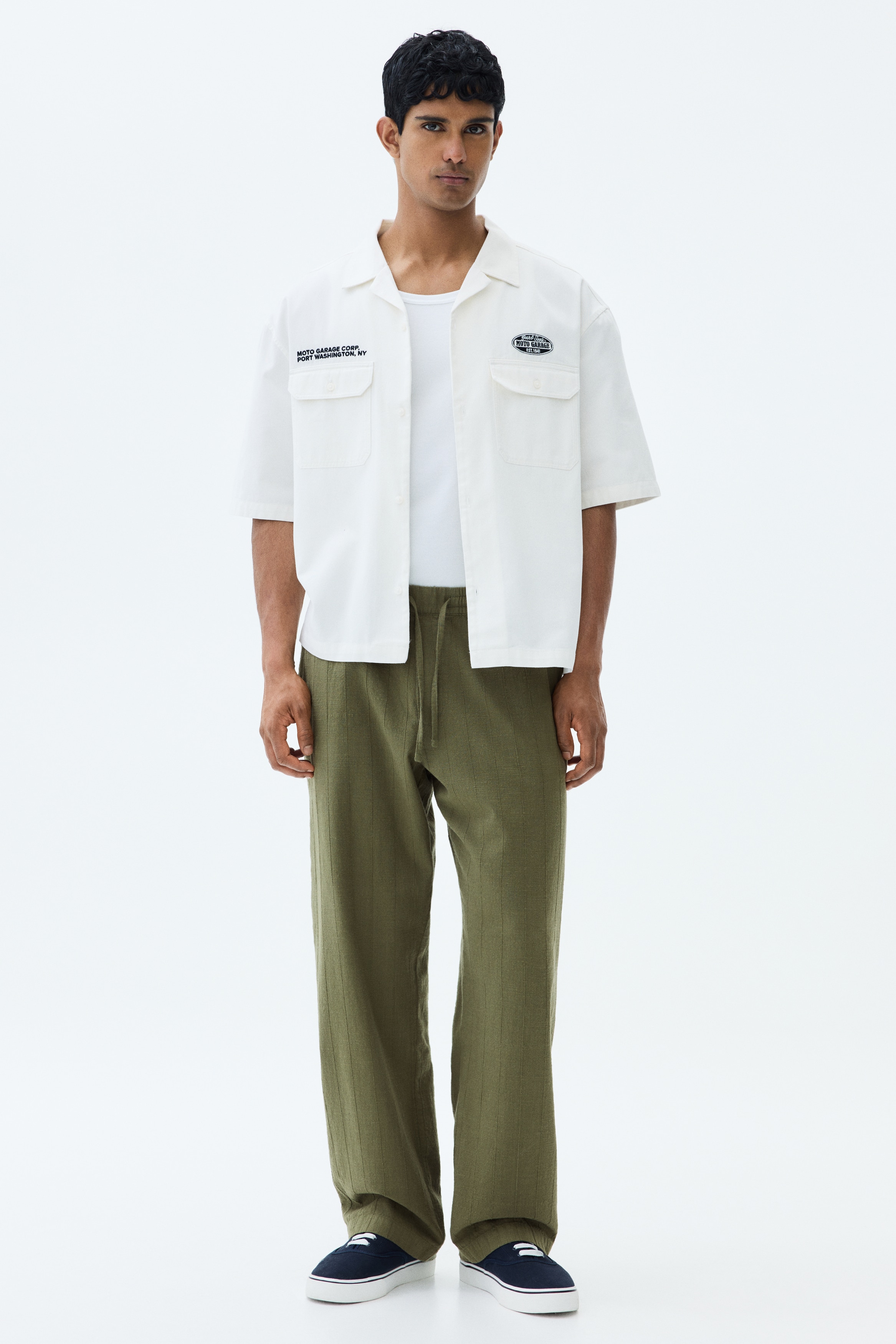 Relaxed Fit Cotton trousers - Khaki green/Cream/Navy blue/Dark brown