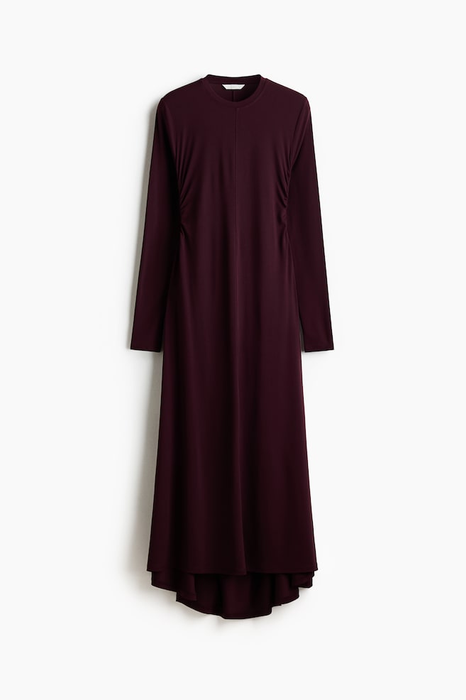 Jerseykleid mit Raffungen - Weinrot - 1
