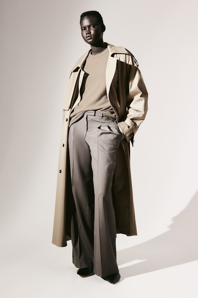 Oversized cashmere jumper - Dark beige/Navy blue - 4