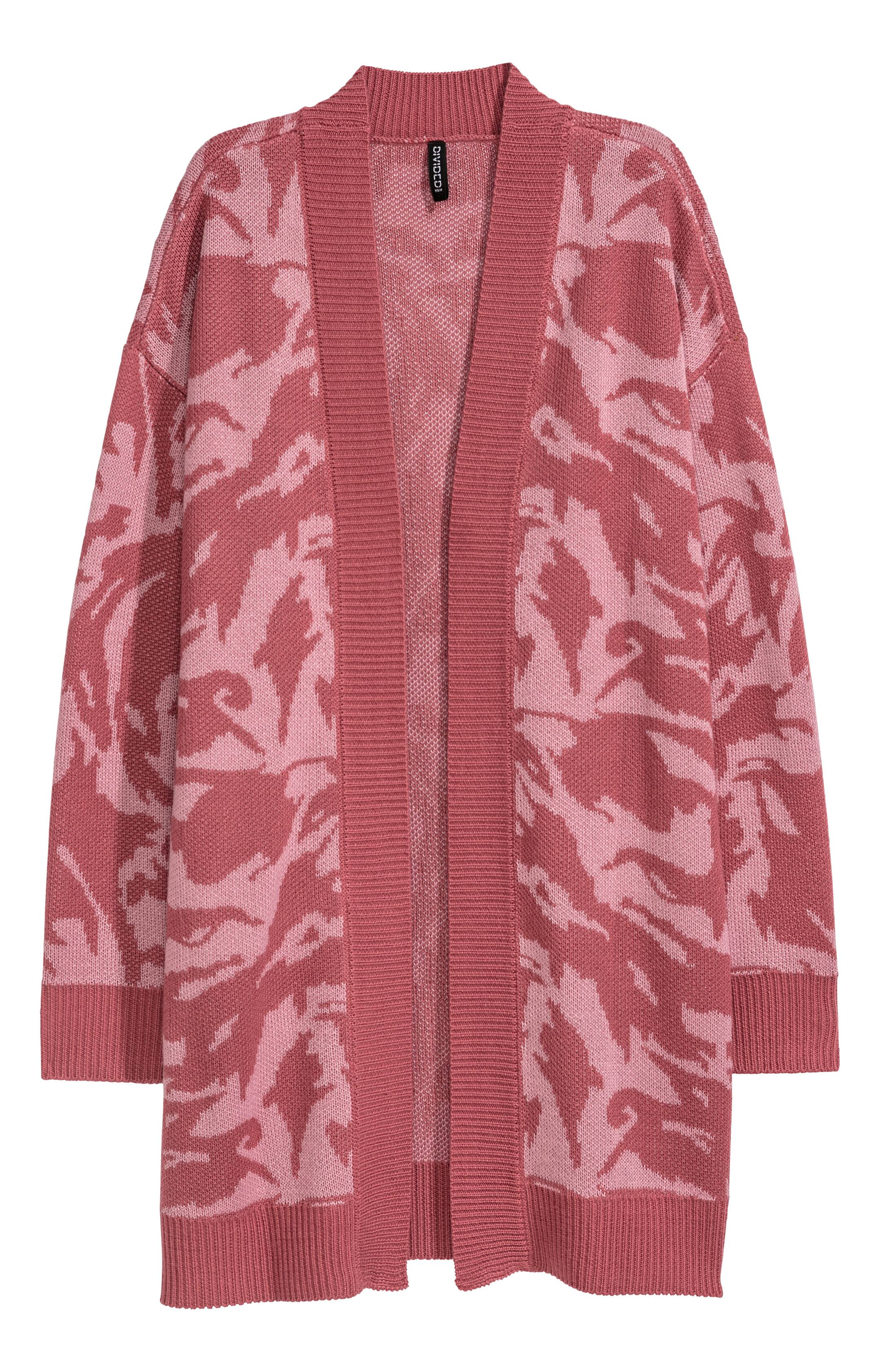 View larger image: Jacquard-knit cardigan - Dark powder pink/Patterned - Ladies | H&M GB 1